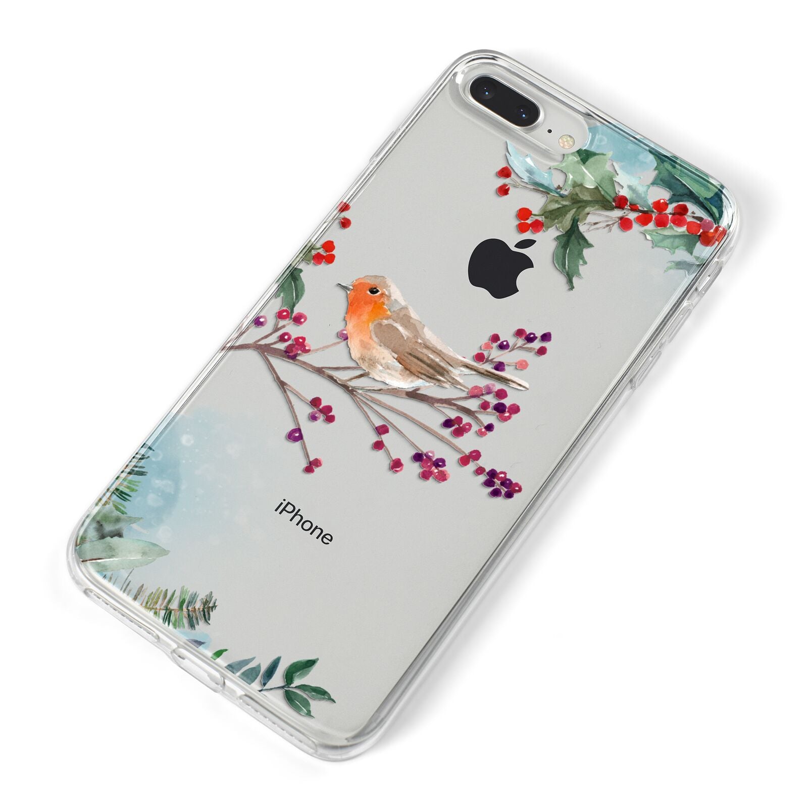 Christmas Robin Floral iPhone 8 Plus Bumper Case on Silver iPhone Alternative Image