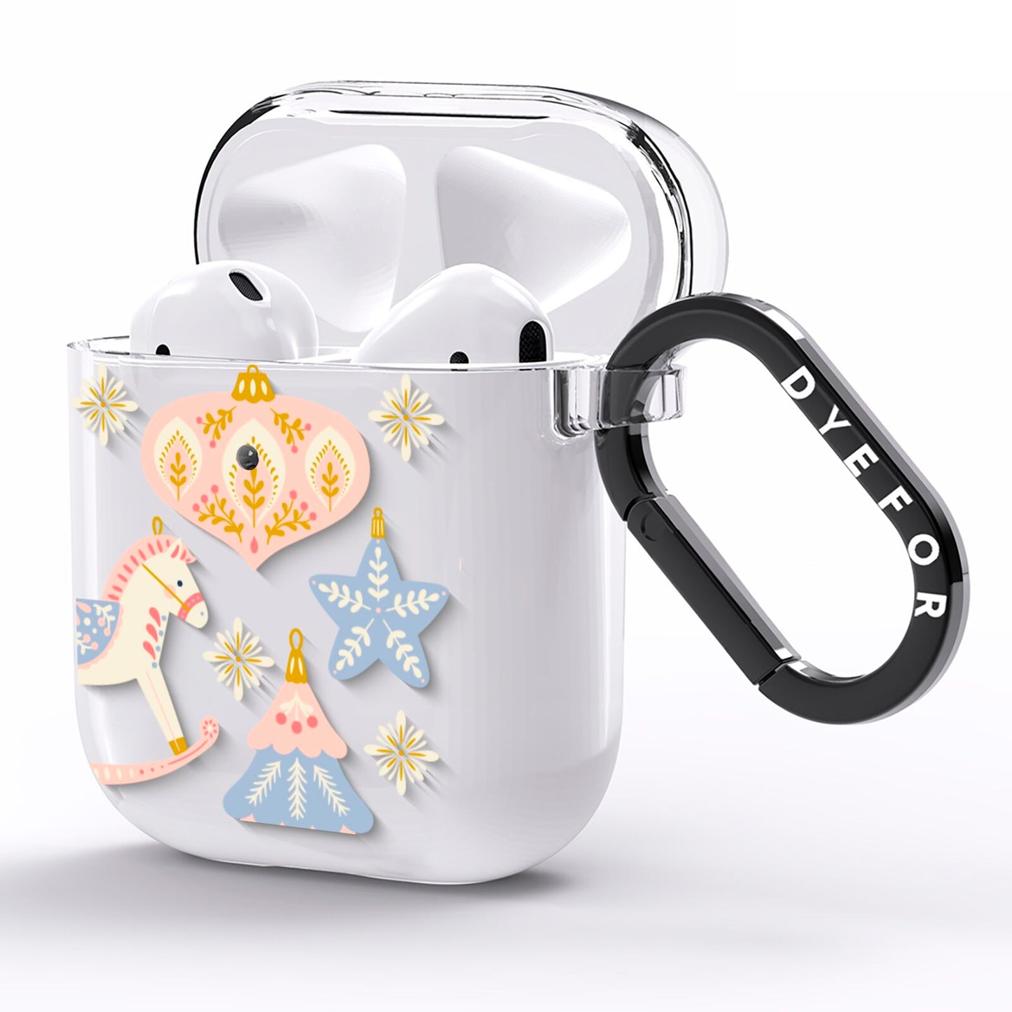 Christmas Rocking Horse AirPods Clear Case Side Image