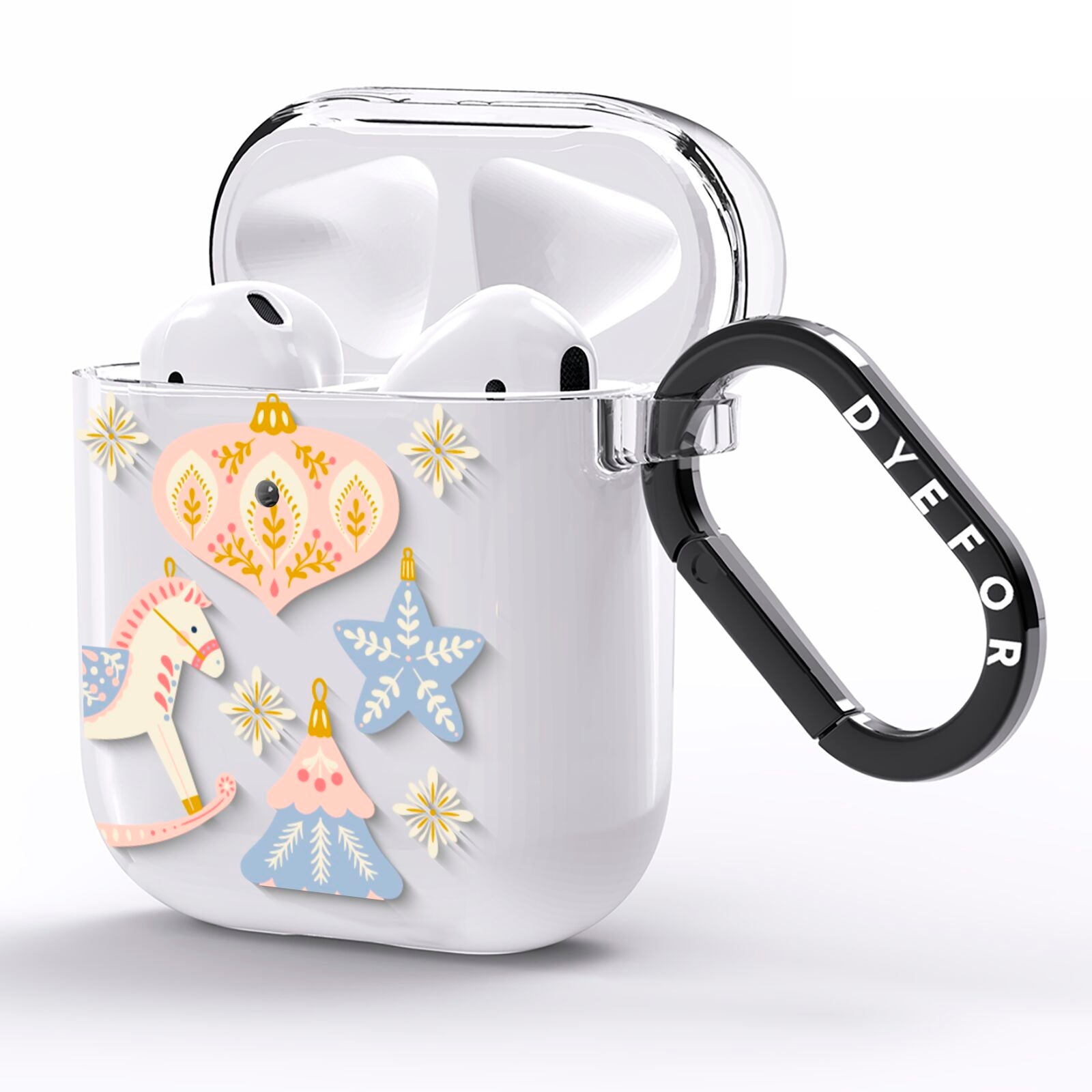 Christmas Rocking Horse AirPods Clear Case Side Image