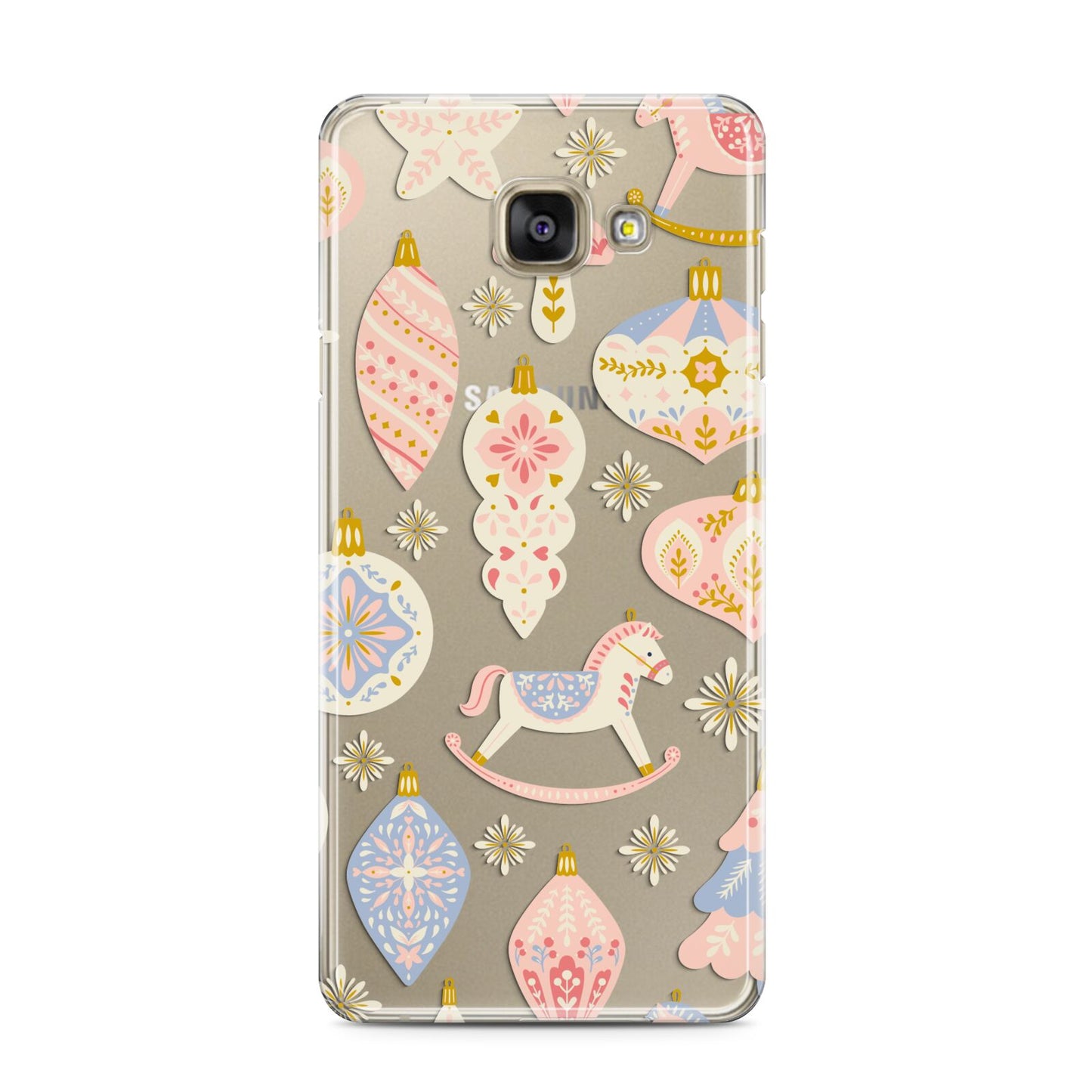 Christmas Rocking Horse Samsung Galaxy A3 2016 Case on gold phone