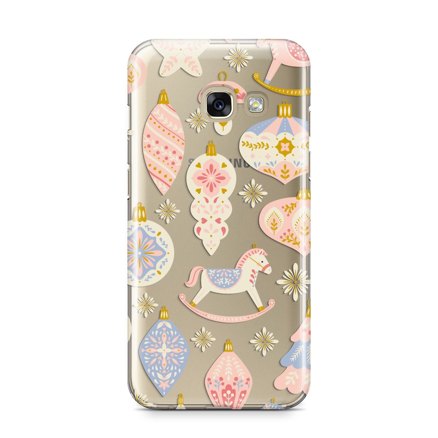 Christmas Rocking Horse Samsung Galaxy A3 2017 Case on gold phone