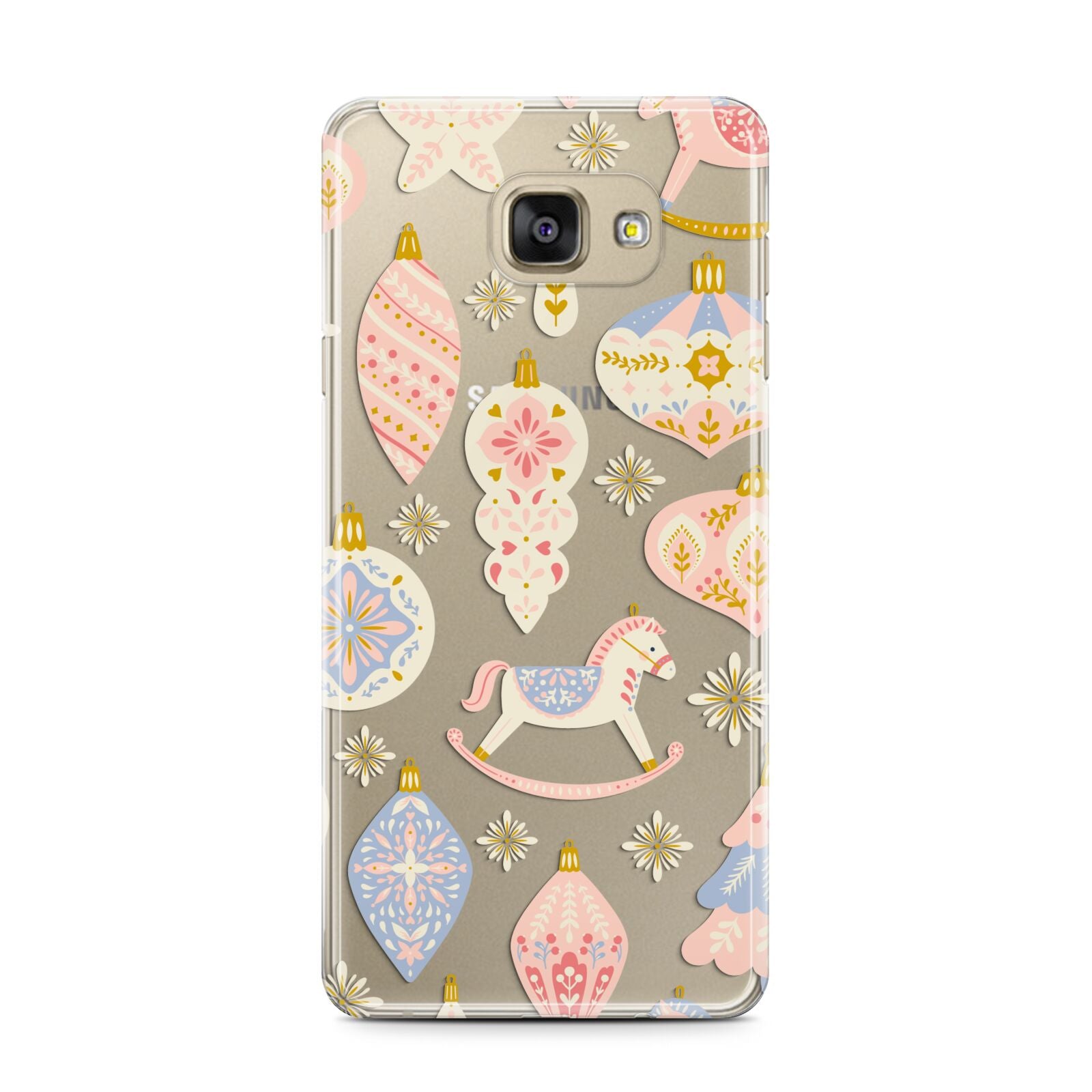 Christmas Rocking Horse Samsung Galaxy A7 2016 Case on gold phone