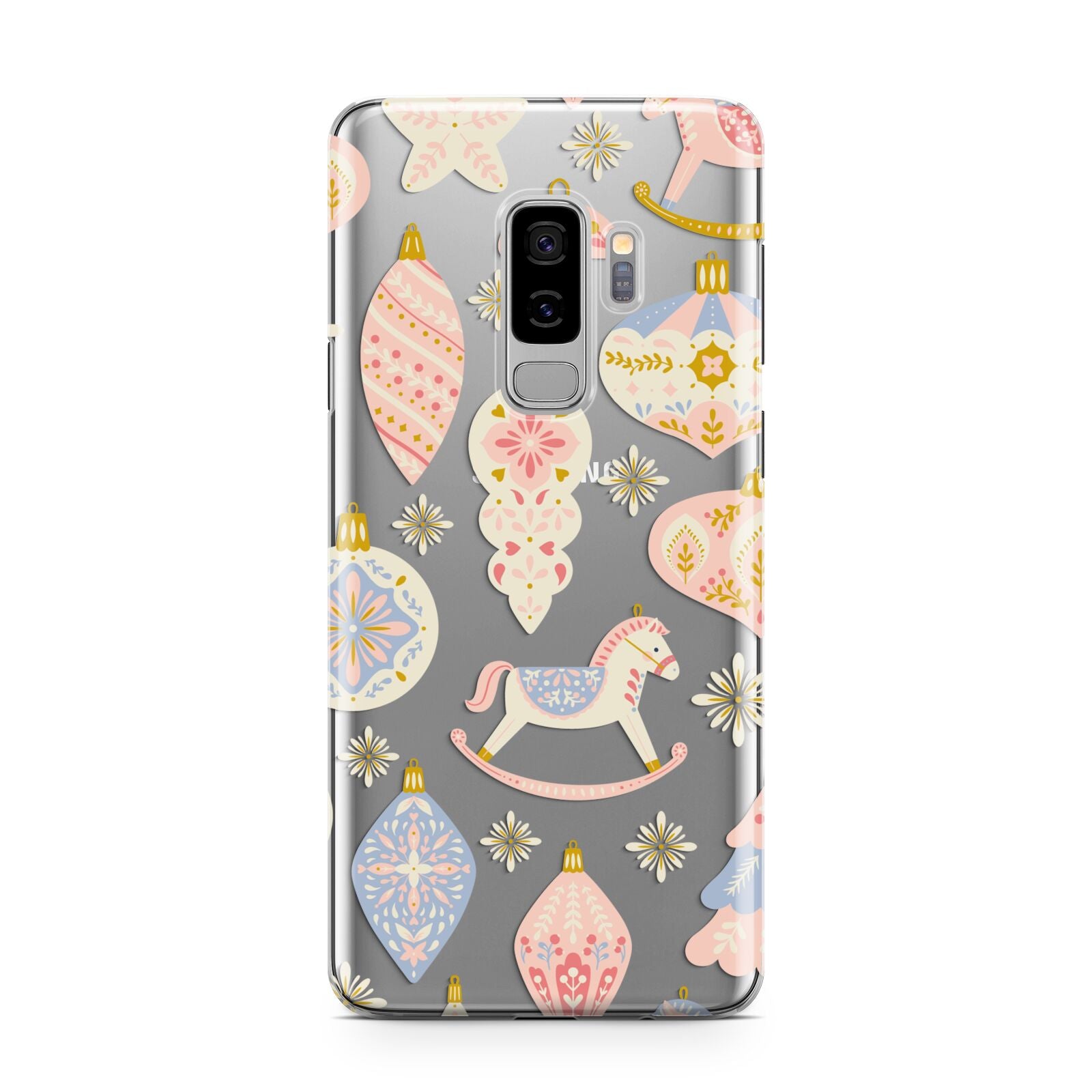 Christmas Rocking Horse Samsung Galaxy S9 Plus Case on Silver phone