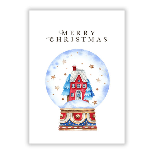 Christmas Snow Globe Pattern A5 Flat Greetings Card