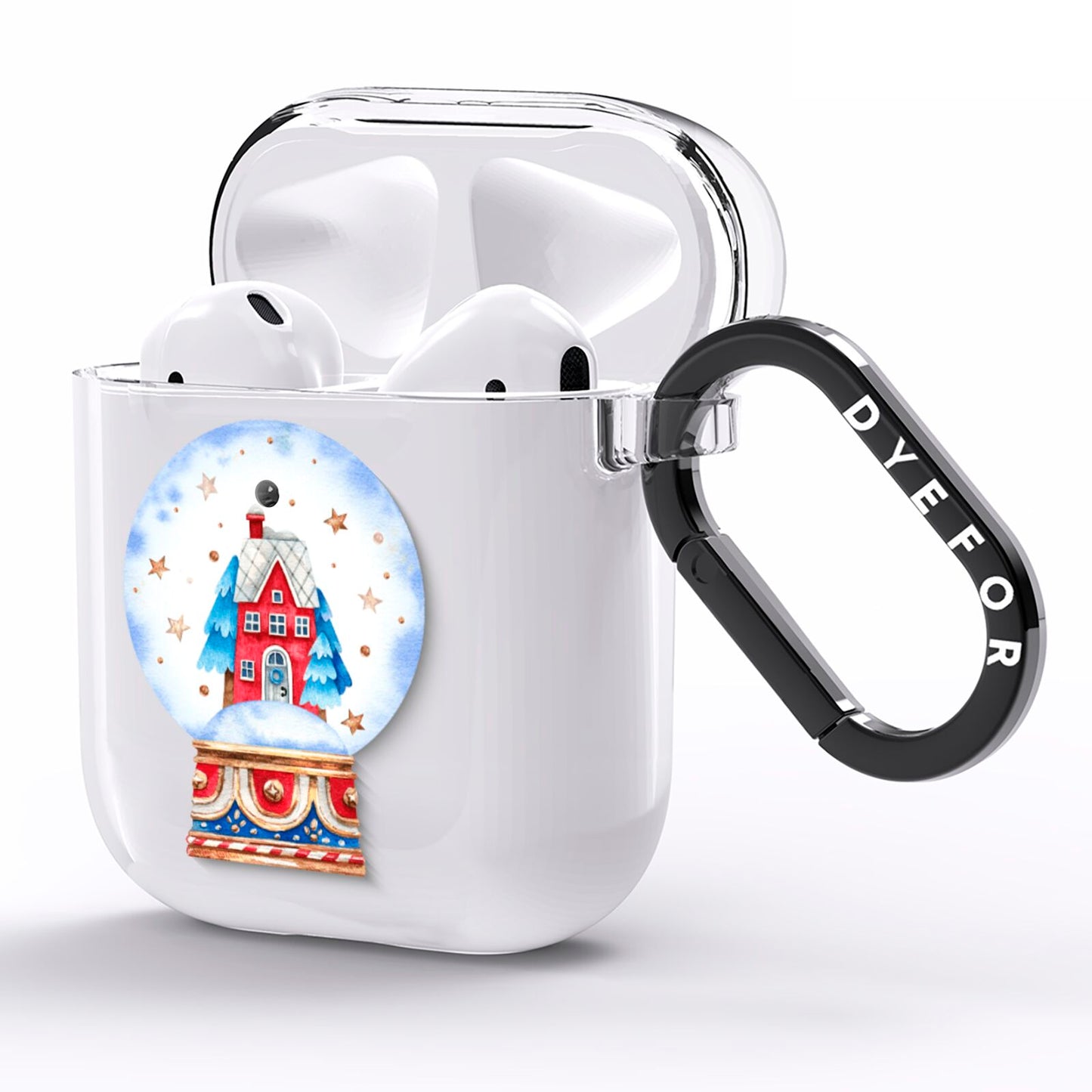 Christmas Snow Globe Pattern AirPods Clear Case Side Image