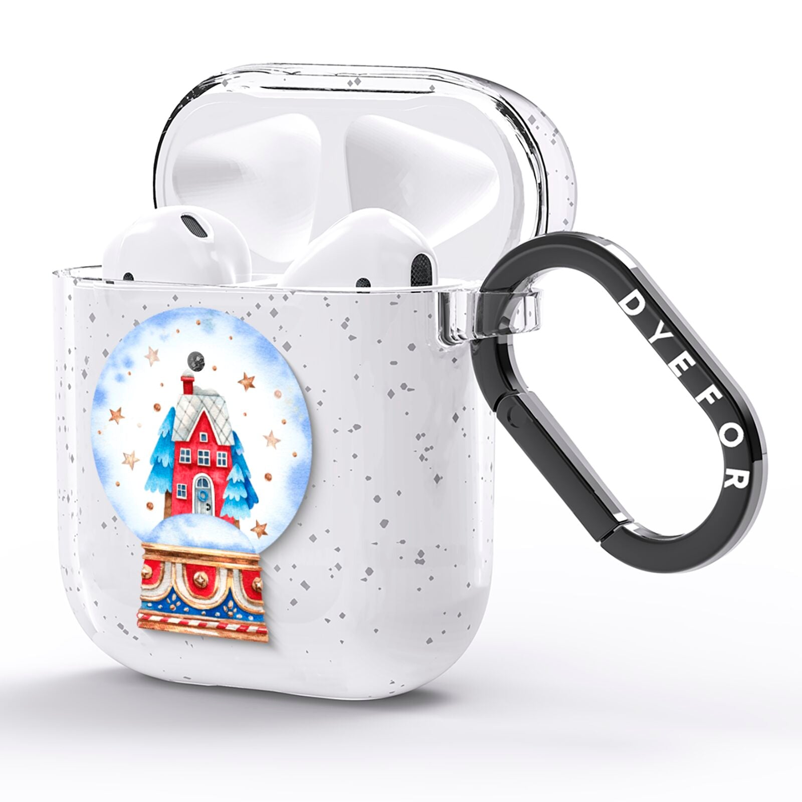 Christmas Snow Globe Pattern AirPods Glitter Case Side Image