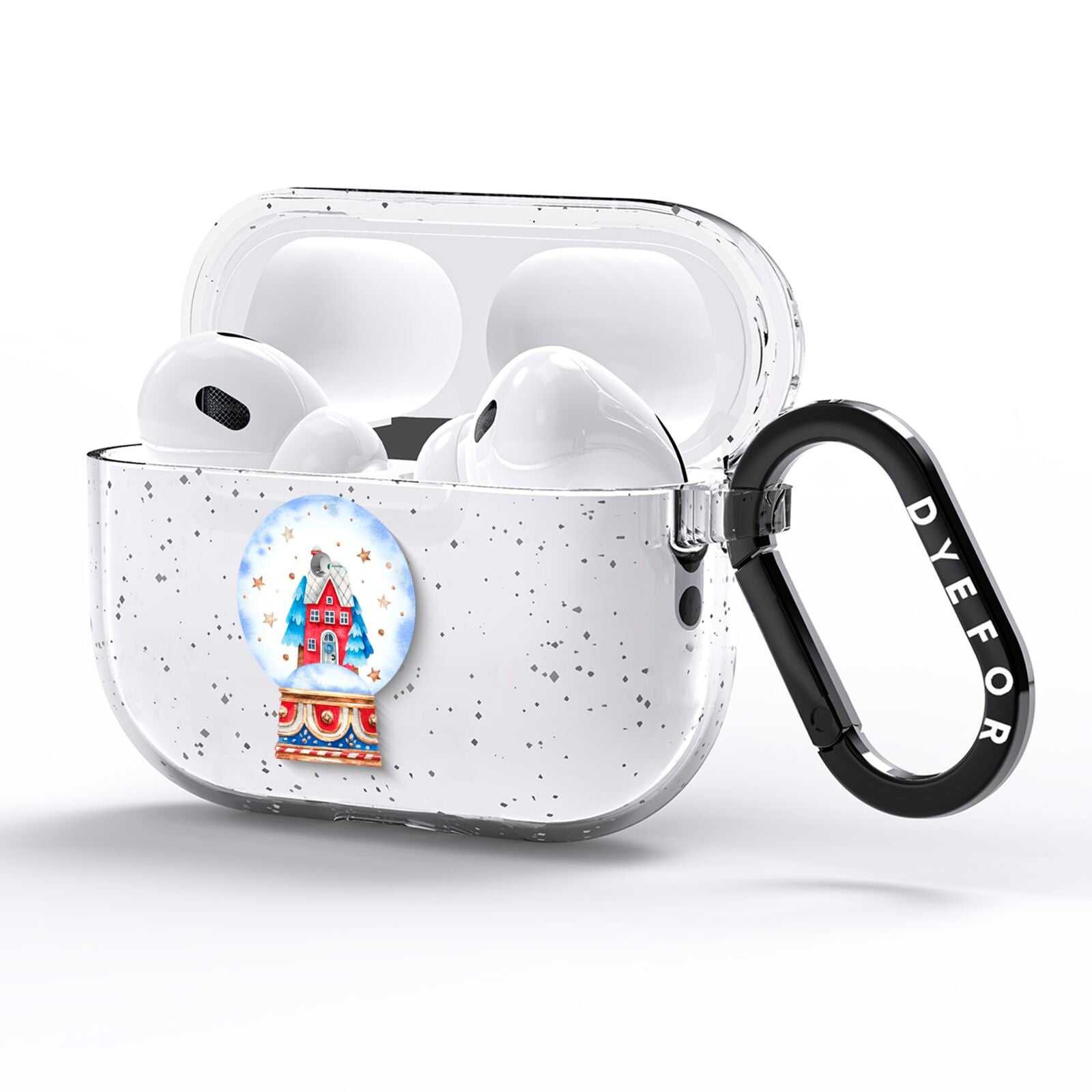Christmas Snow Globe Pattern AirPods Pro Glitter Case Side Image