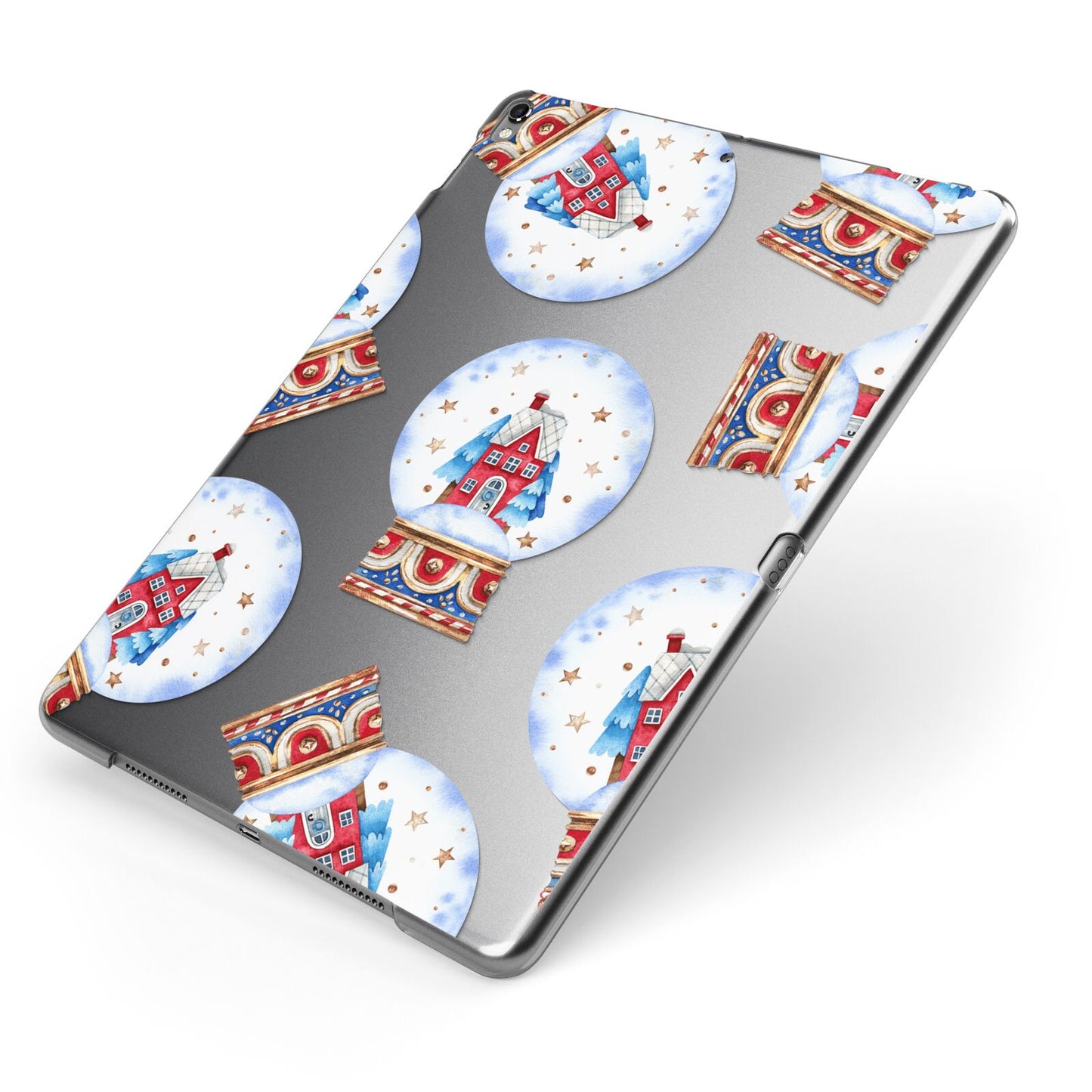 Christmas Snow Globe Pattern Apple iPad Case on Grey iPad Side View