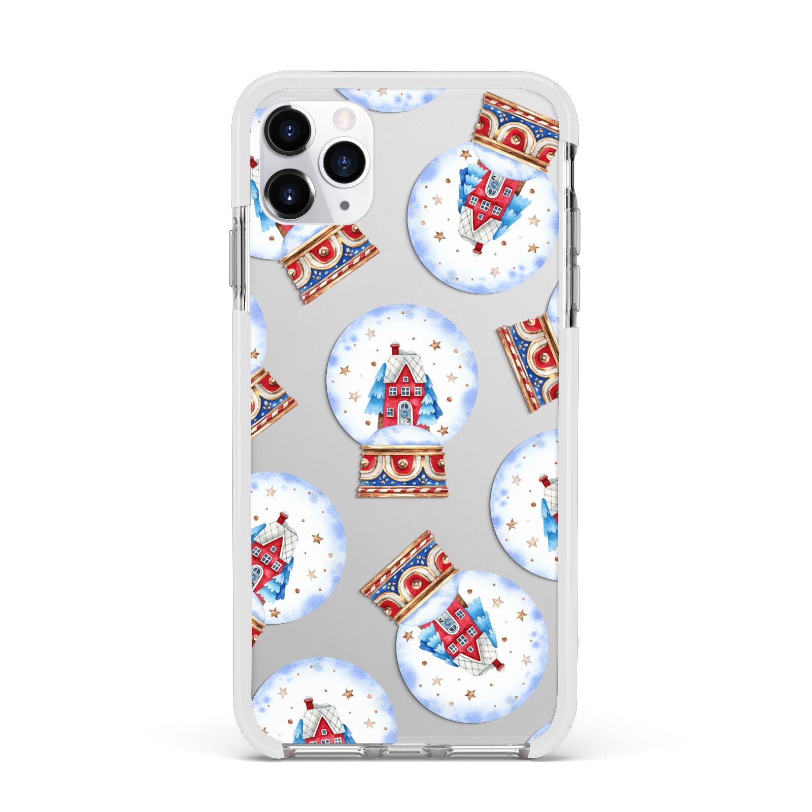 Christmas Snow Globe Pattern Apple iPhone 11 Pro Max in Silver with White Impact Case
