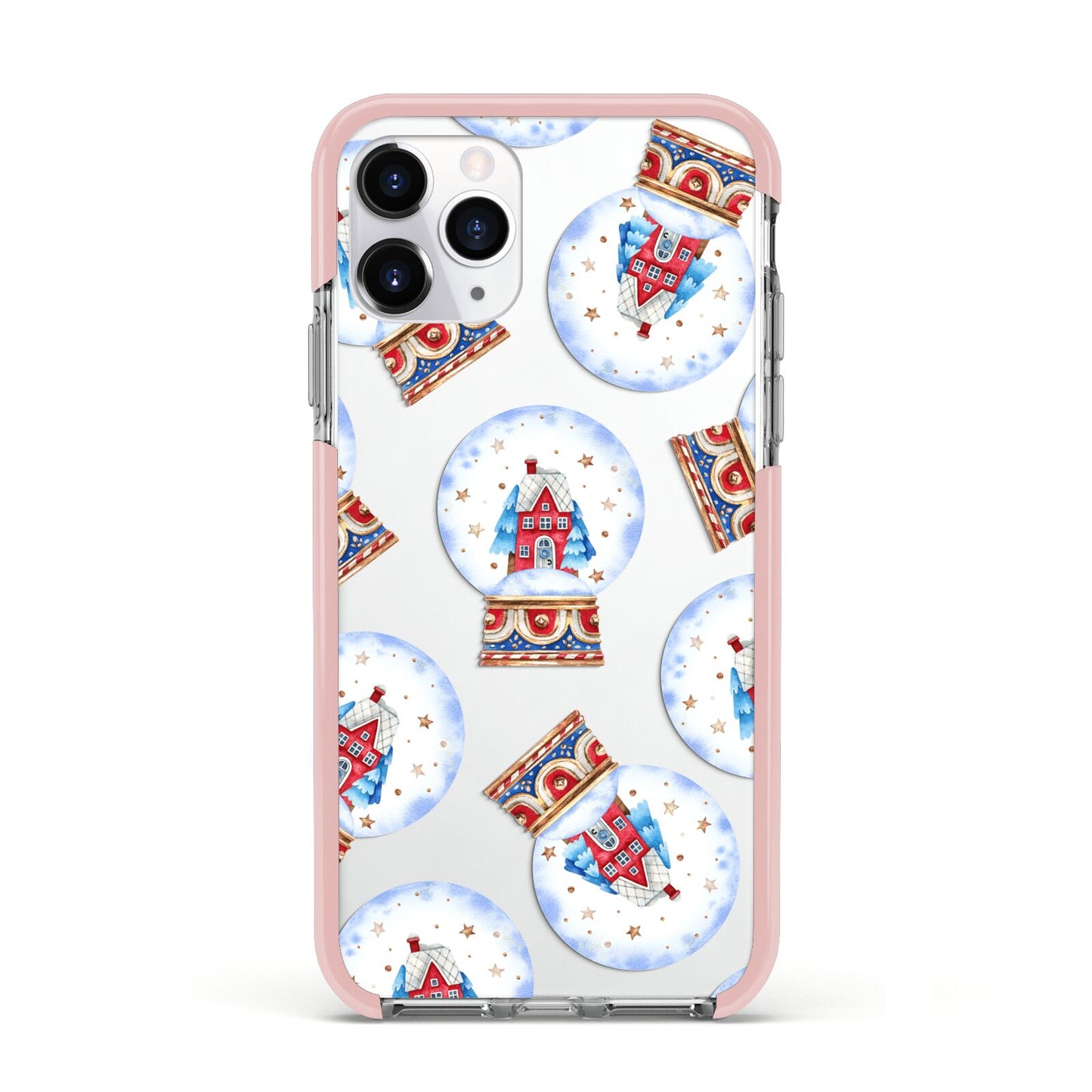Christmas Snow Globe Pattern Apple iPhone 11 Pro in Silver with Pink Impact Case
