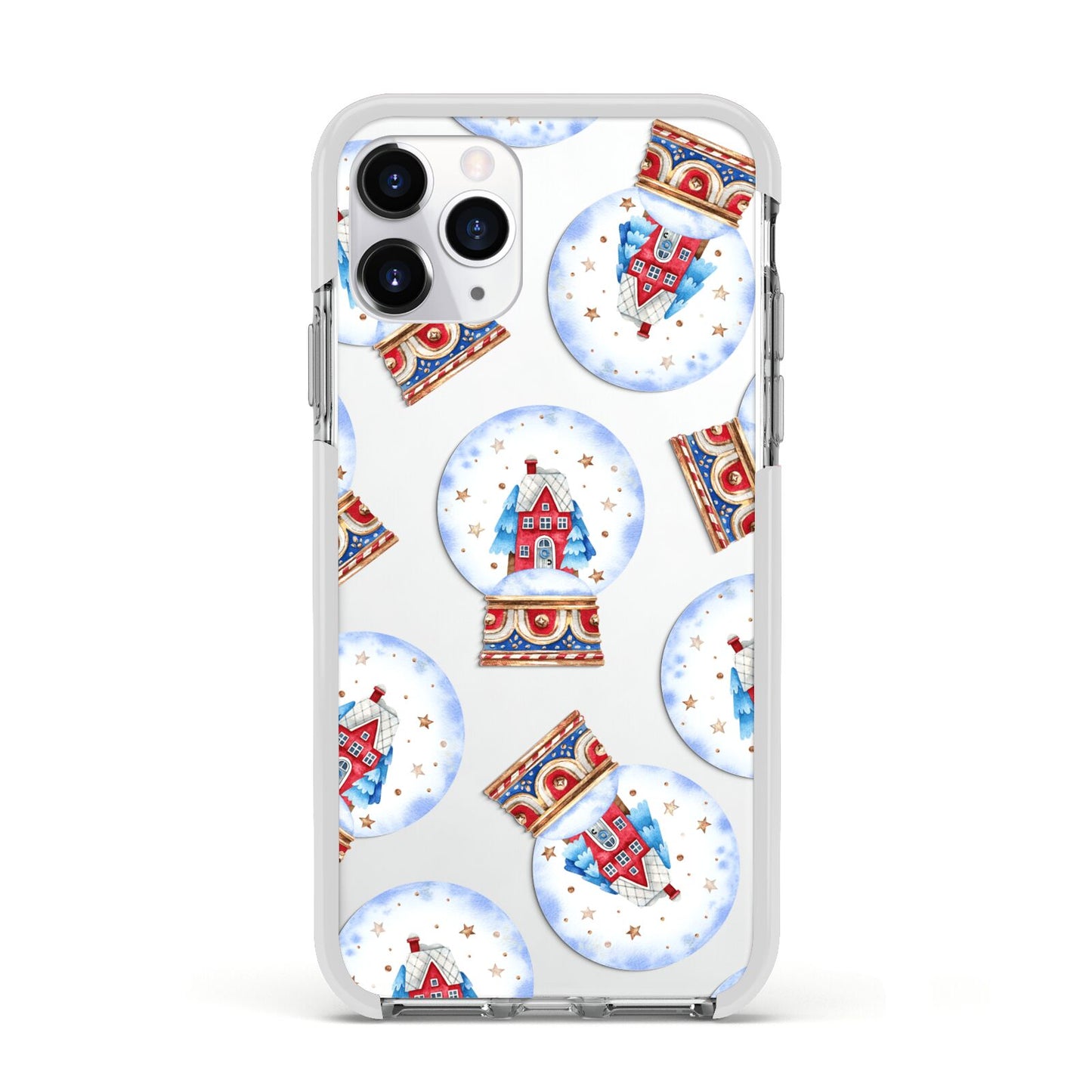 Christmas Snow Globe Pattern Apple iPhone 11 Pro in Silver with White Impact Case