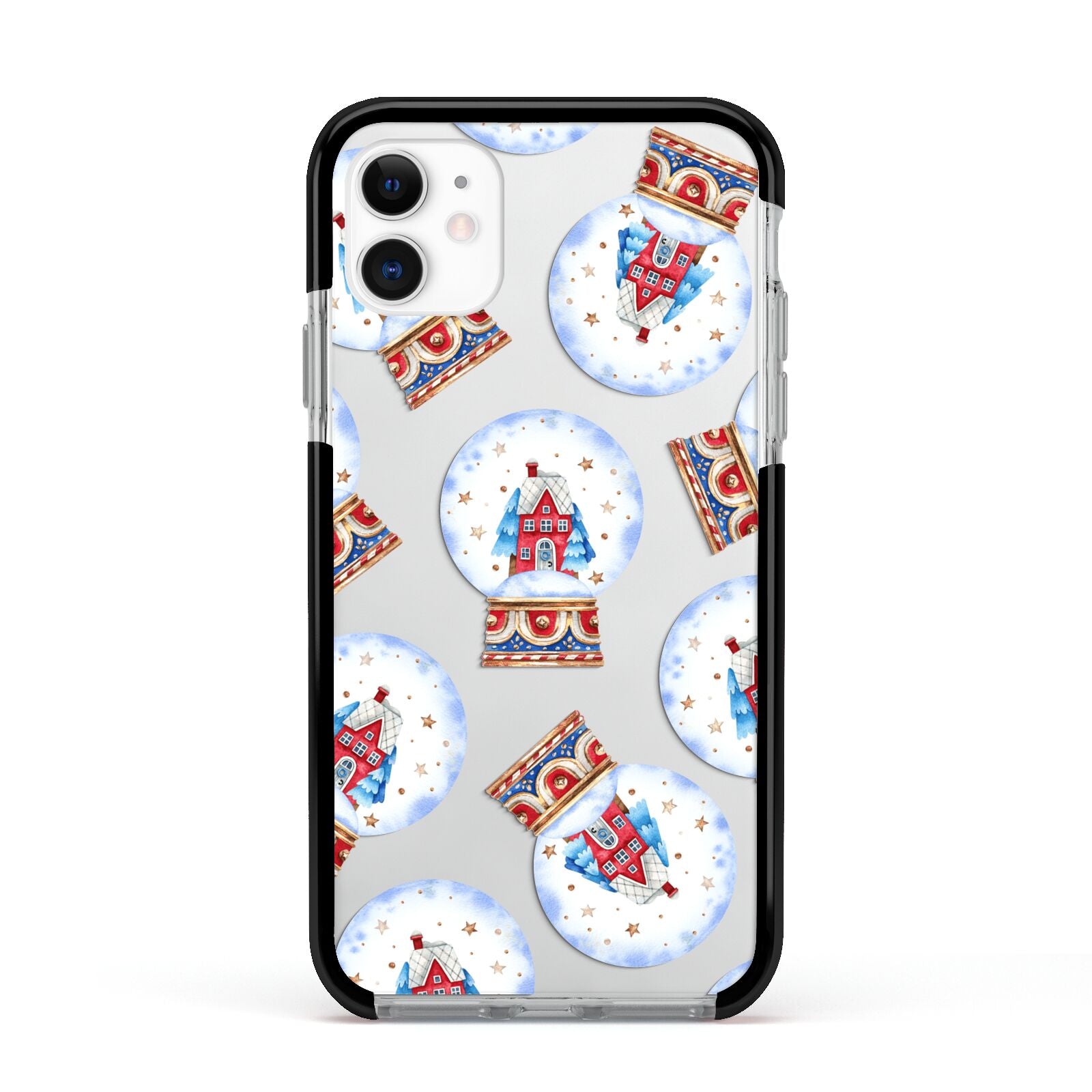 Christmas Snow Globe Pattern Apple iPhone 11 in White with Black Impact Case