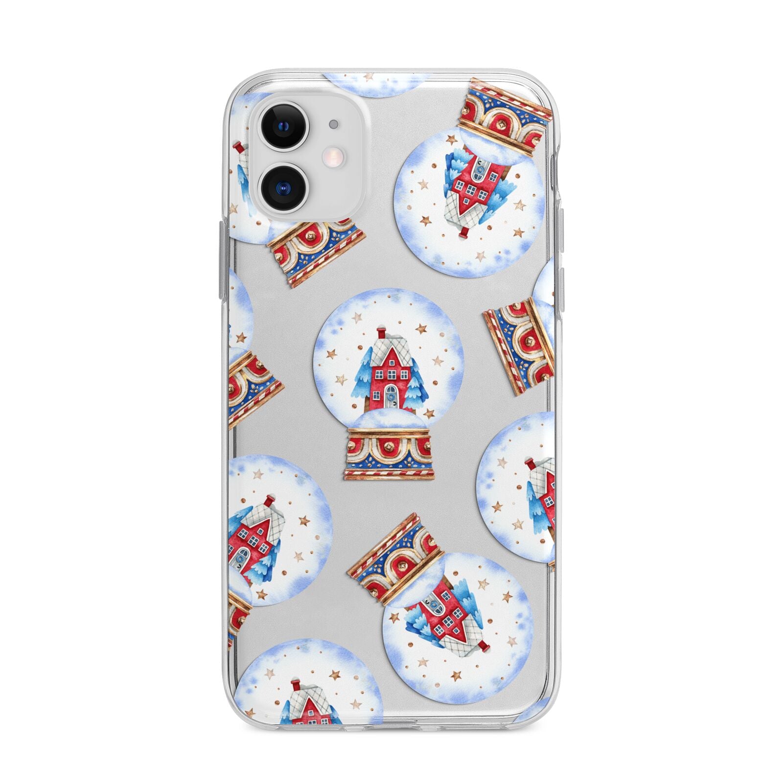 Christmas Snow Globe Pattern Apple iPhone 11 in White with Bumper Case