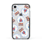 Christmas Snow Globe Pattern Apple iPhone XR Impact Case Black Edge on Silver Phone