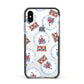 Christmas Snow Globe Pattern Apple iPhone Xs Impact Case Black Edge on Silver Phone