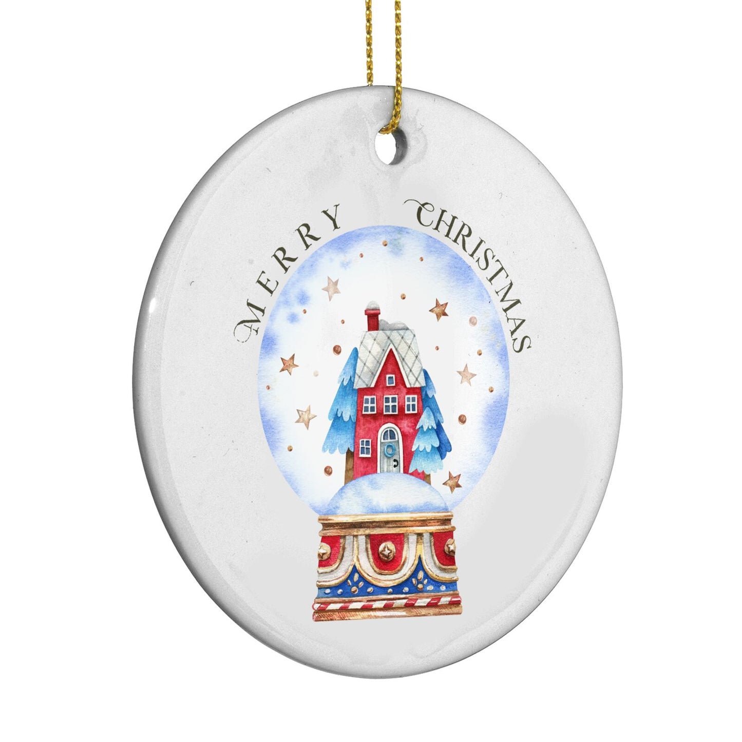 Christmas Snow Globe Pattern Circle Decoration Side Angle