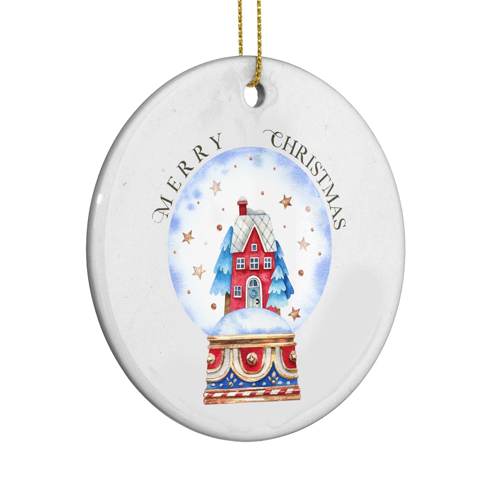 Christmas Snow Globe Pattern Circle Decoration Side Angle