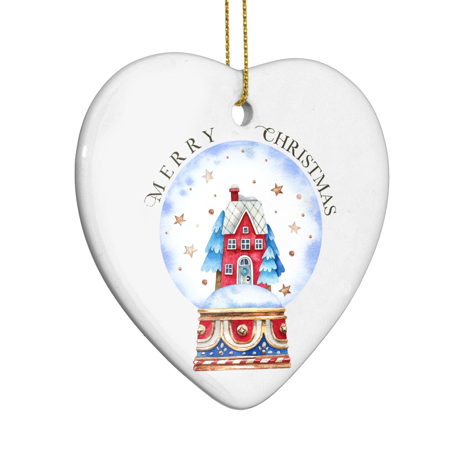 Christmas Snow Globe Pattern Heart Decoration Side Angle