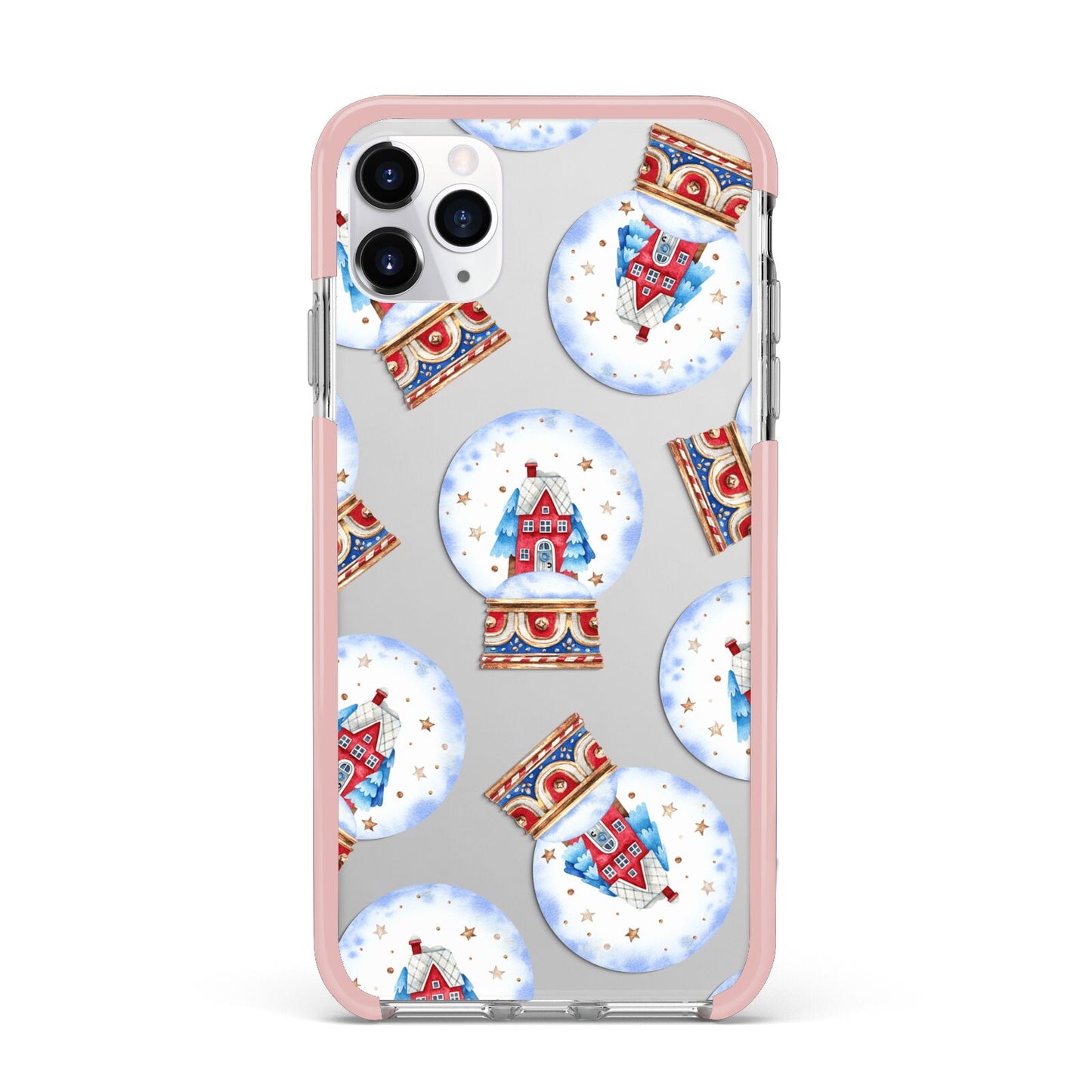 Christmas Snow Globe Pattern iPhone 11 Pro Max Impact Pink Edge Case