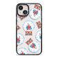 Christmas Snow Globe Pattern iPhone 13 Black Impact Case on Silver phone