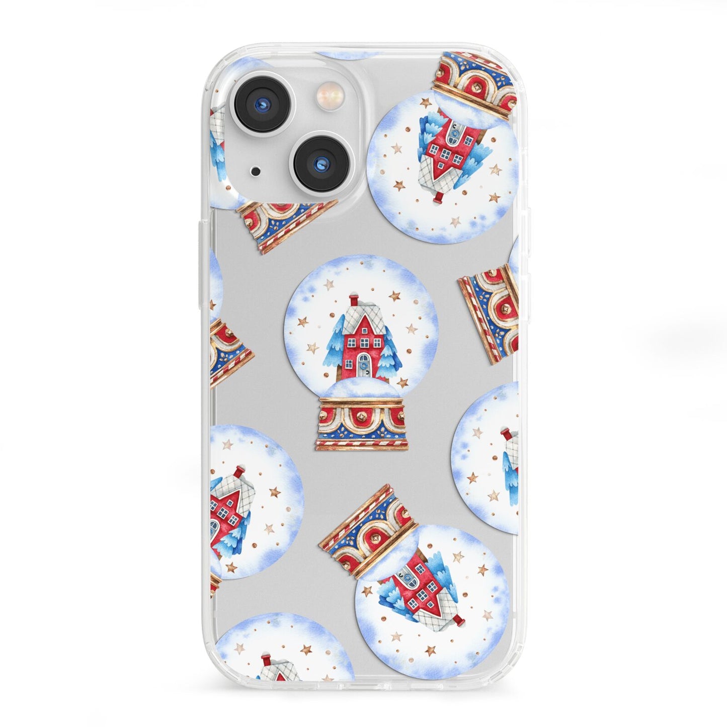 Christmas Snow Globe Pattern iPhone 13 Mini Clear Bumper Case