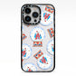Christmas Snow Globe Pattern iPhone 13 Pro Black Impact Case on Silver phone