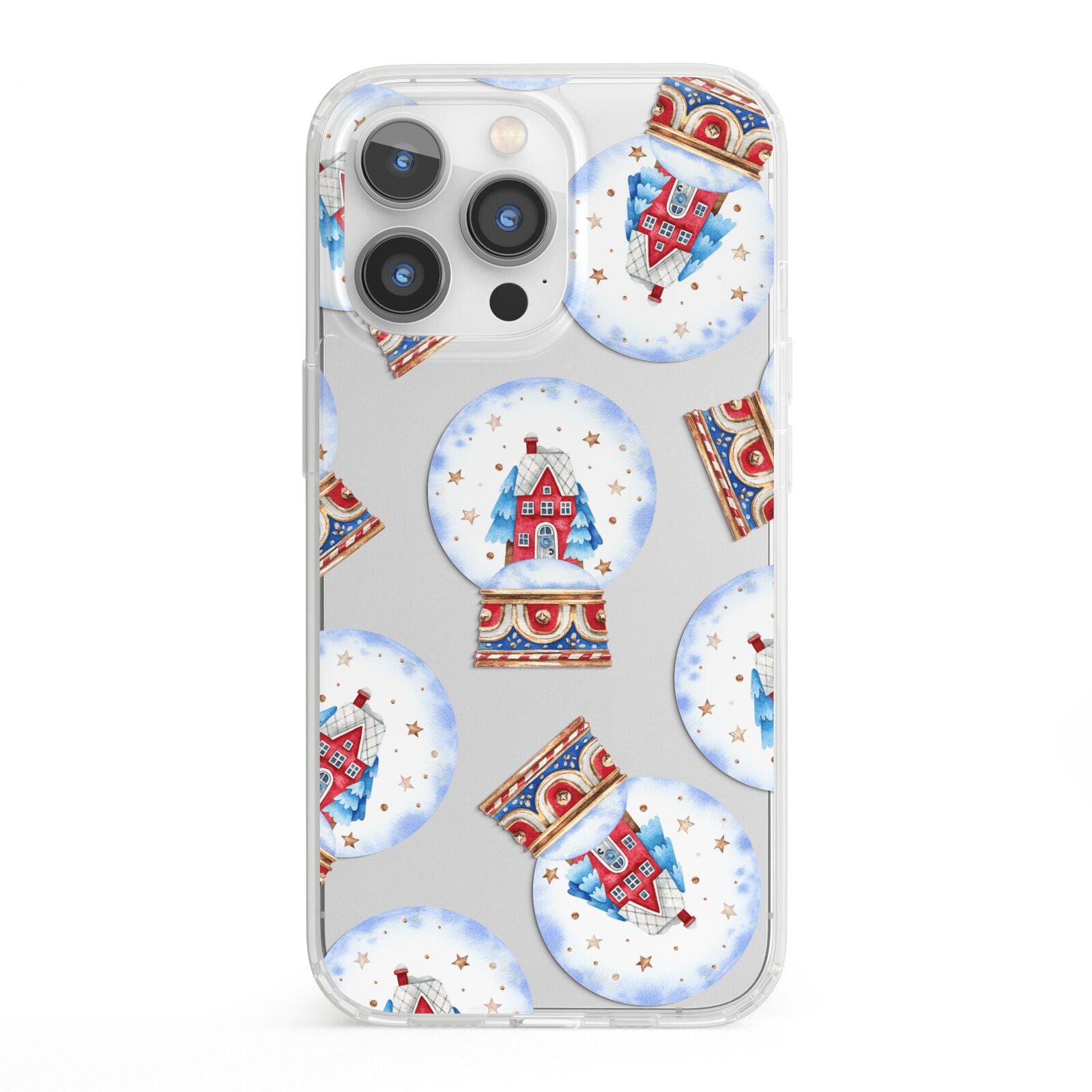 Christmas Snow Globe Pattern iPhone 13 Pro Clear Bumper Case