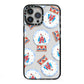 Christmas Snow Globe Pattern iPhone 13 Pro Max Black Impact Case on Silver phone
