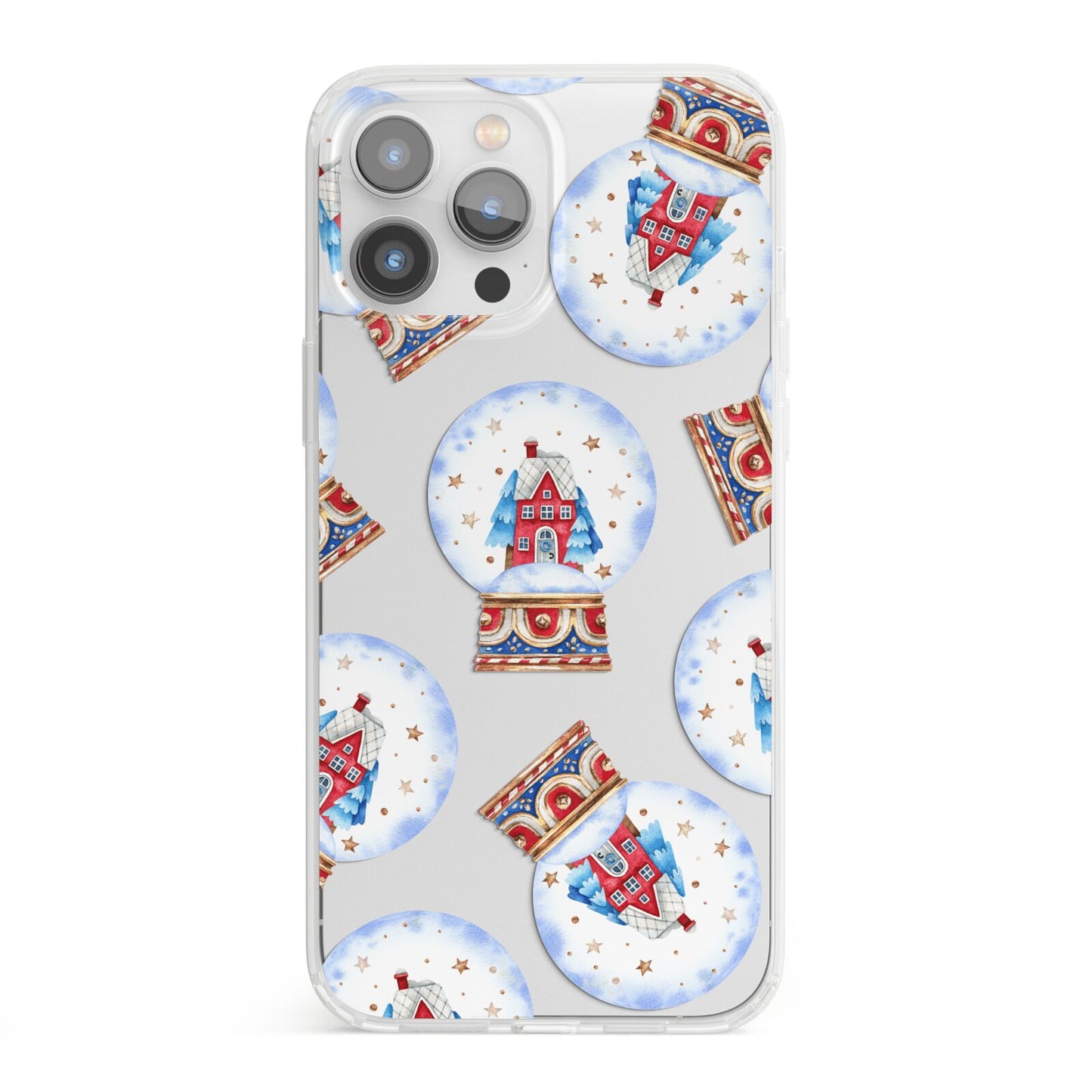Christmas Snow Globe Pattern iPhone 13 Pro Max Clear Bumper Case