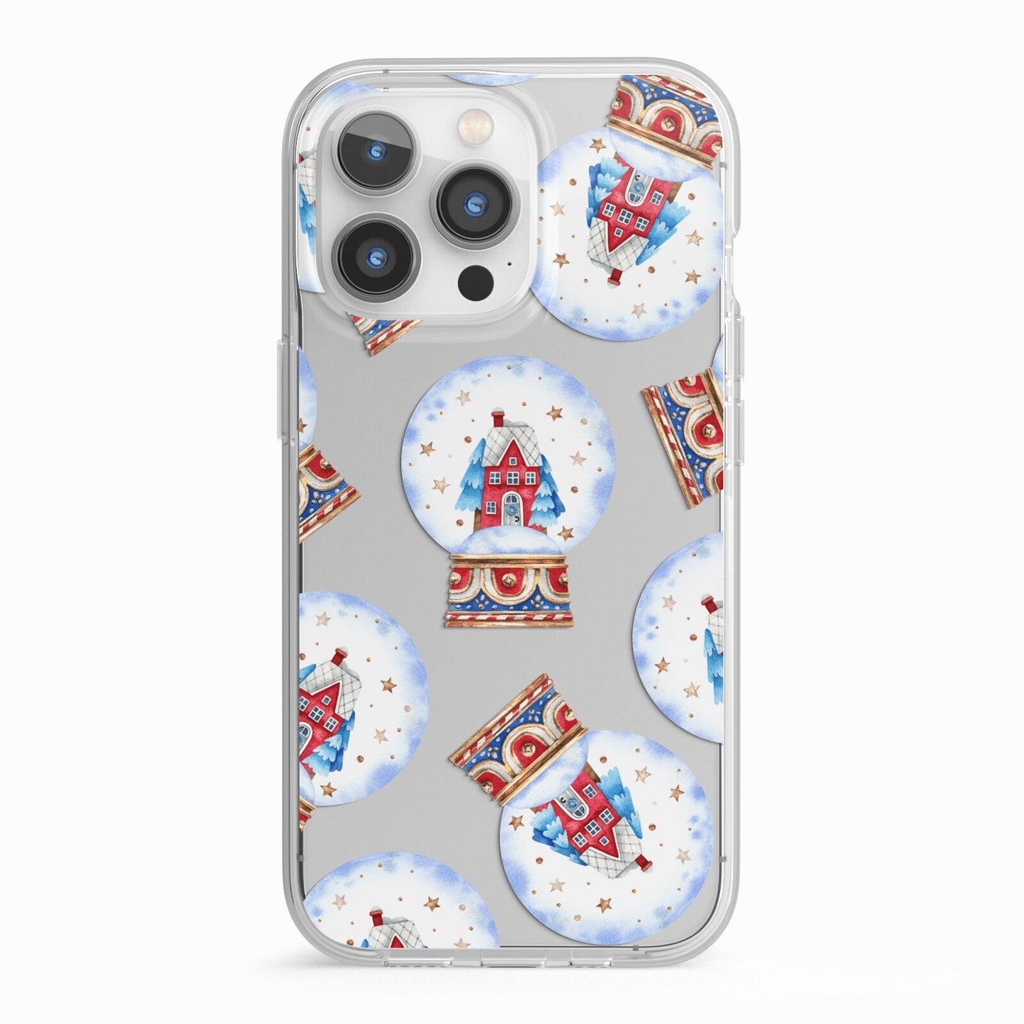 Christmas Snow Globe Pattern iPhone 13 Pro TPU Impact Case with White Edges
