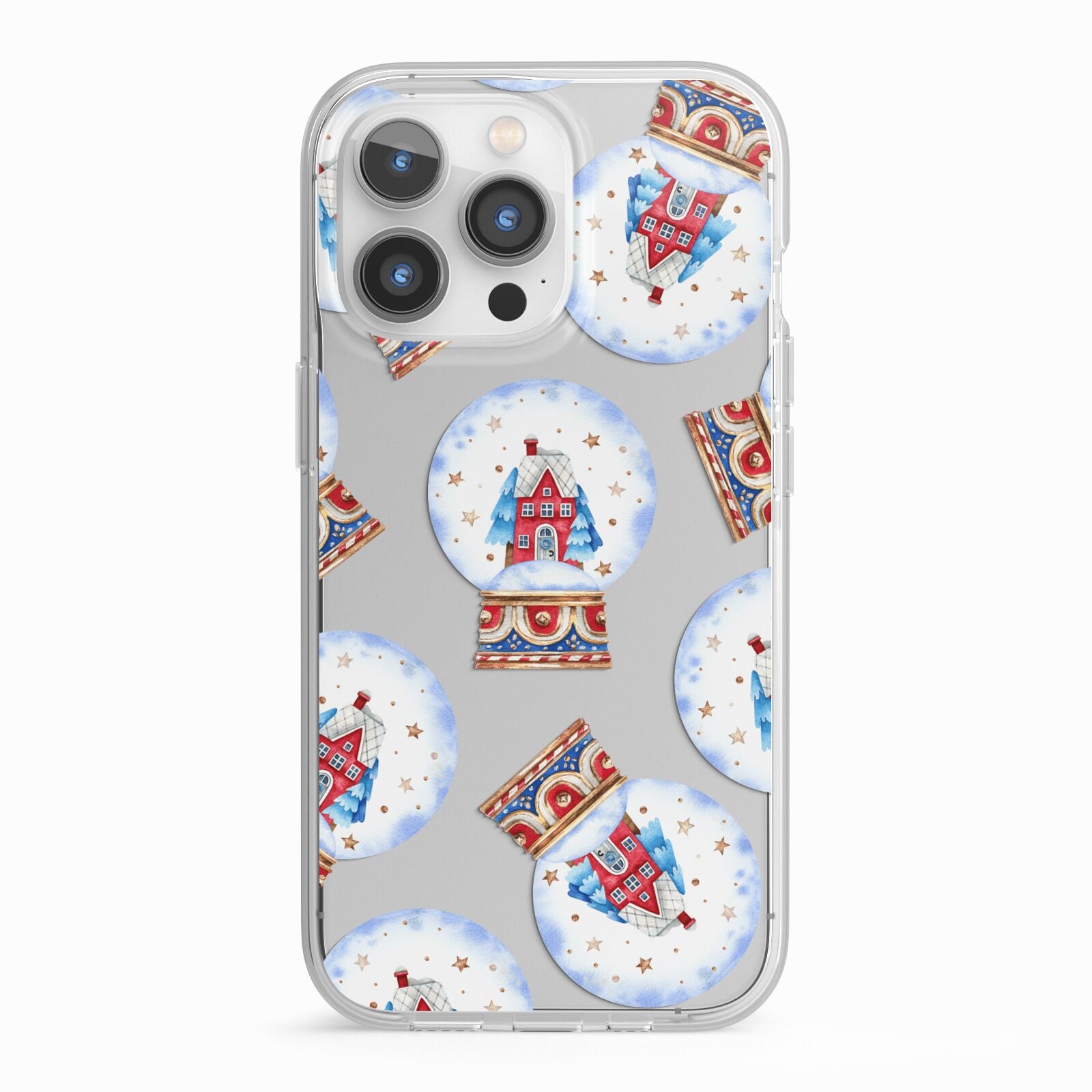 Christmas Snow Globe Pattern iPhone 13 Pro TPU Impact Case with White Edges