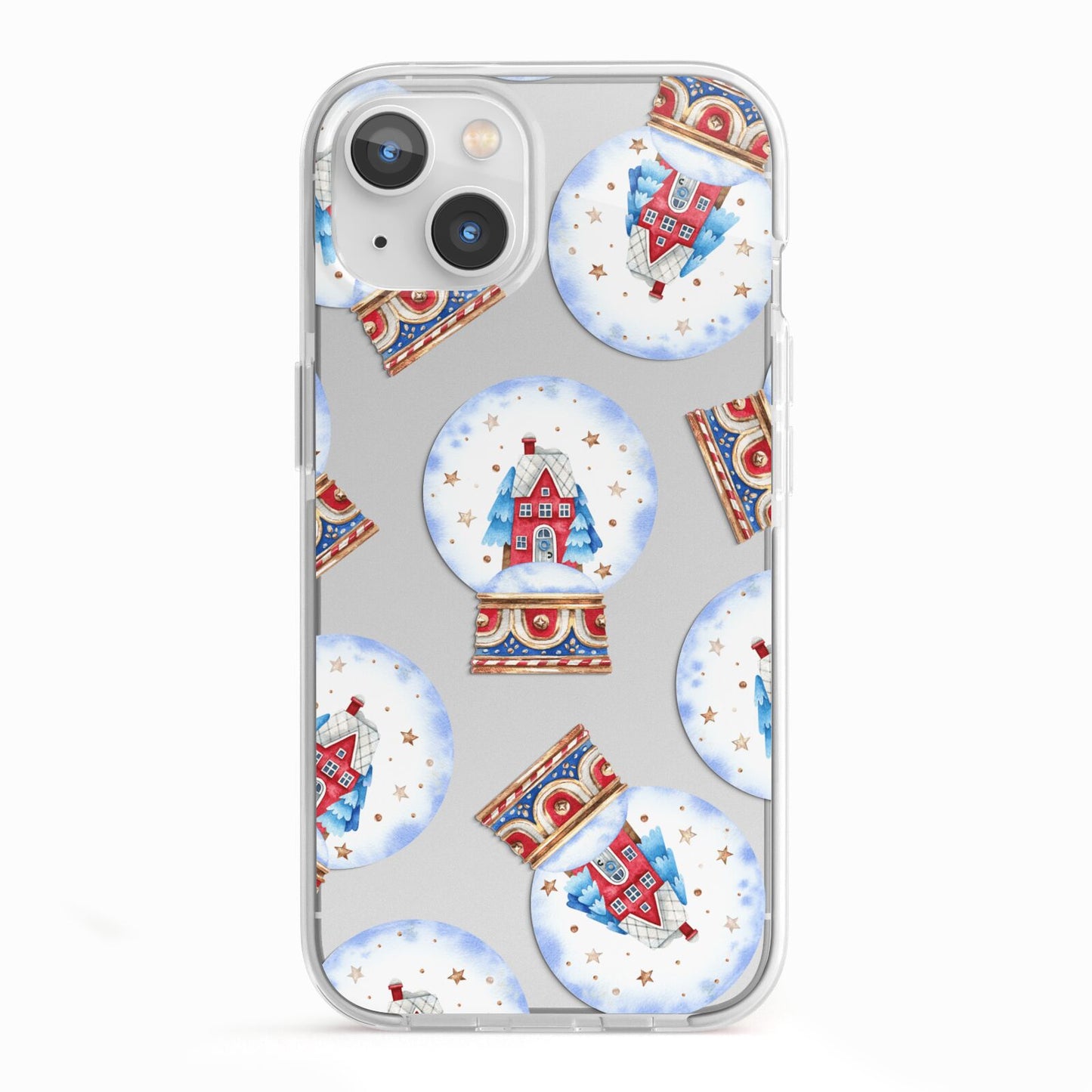 Christmas Snow Globe Pattern iPhone 13 TPU Impact Case with White Edges