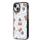 Christmas Snow Globe Pattern iPhone 14 Black Impact Case Side Angle on Silver phone