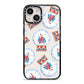 Christmas Snow Globe Pattern iPhone 14 Black Impact Case on Silver phone