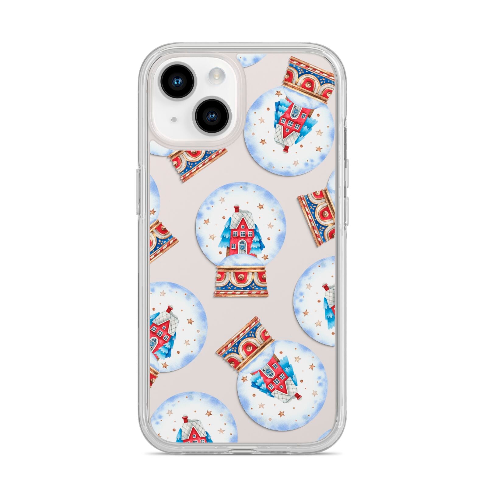Christmas Snow Globe Pattern iPhone 14 Clear Tough Case Starlight
