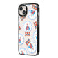 Christmas Snow Globe Pattern iPhone 14 Plus Black Impact Case Side Angle on Silver phone