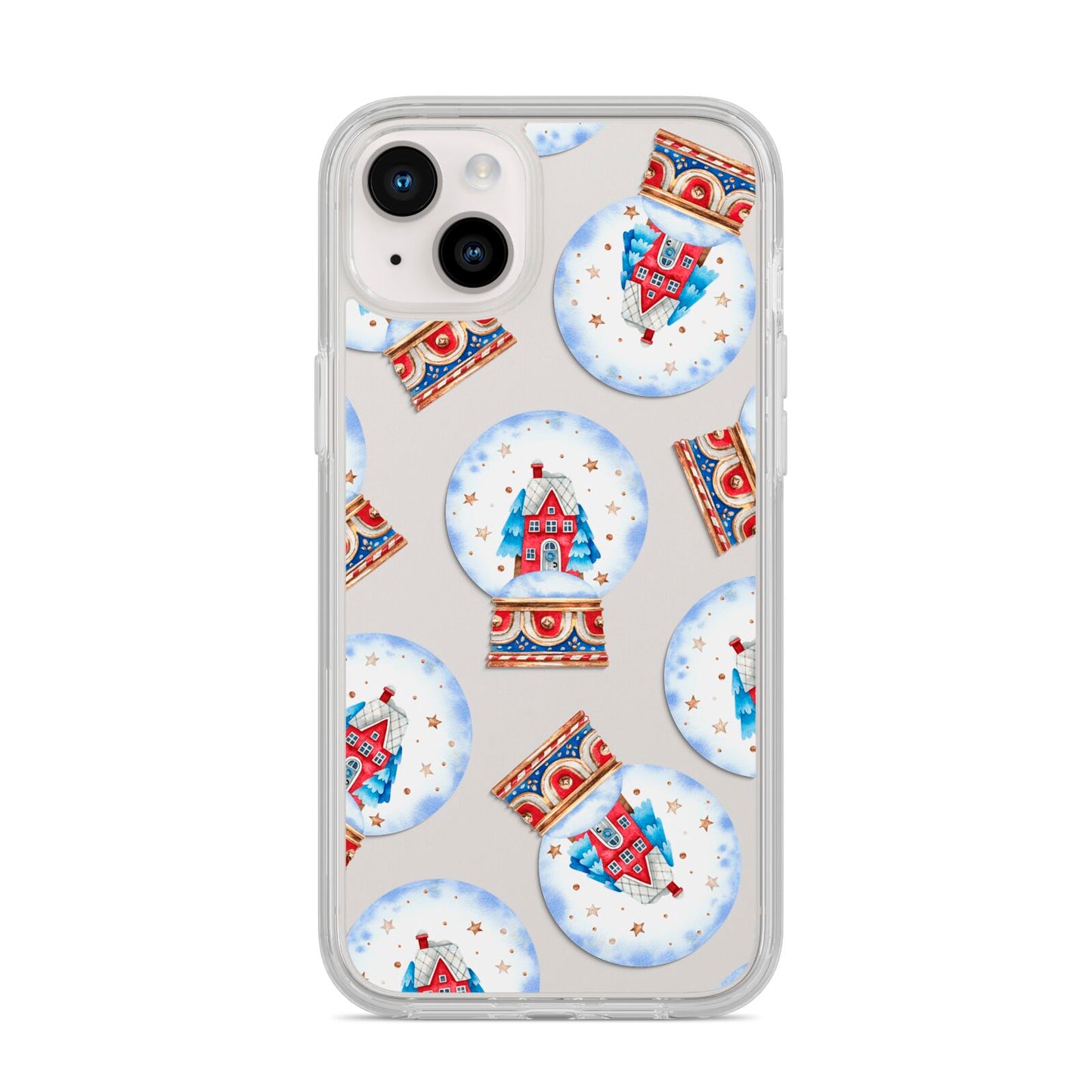 Christmas Snow Globe Pattern iPhone 14 Plus Clear Tough Case Starlight