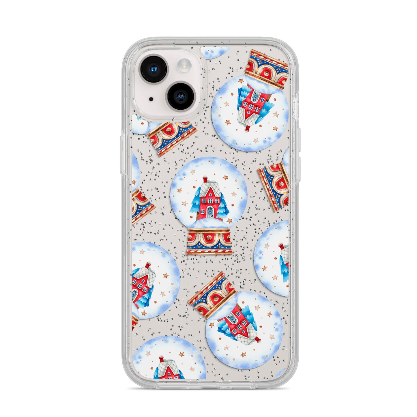 Christmas Snow Globe Pattern iPhone 14 Plus Glitter Tough Case Starlight