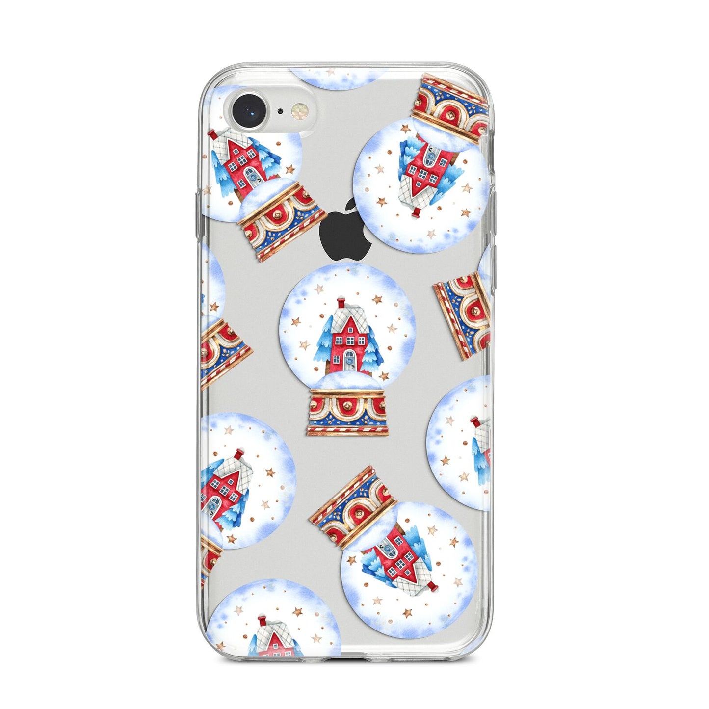 Christmas Snow Globe Pattern iPhone 8 Bumper Case on Silver iPhone