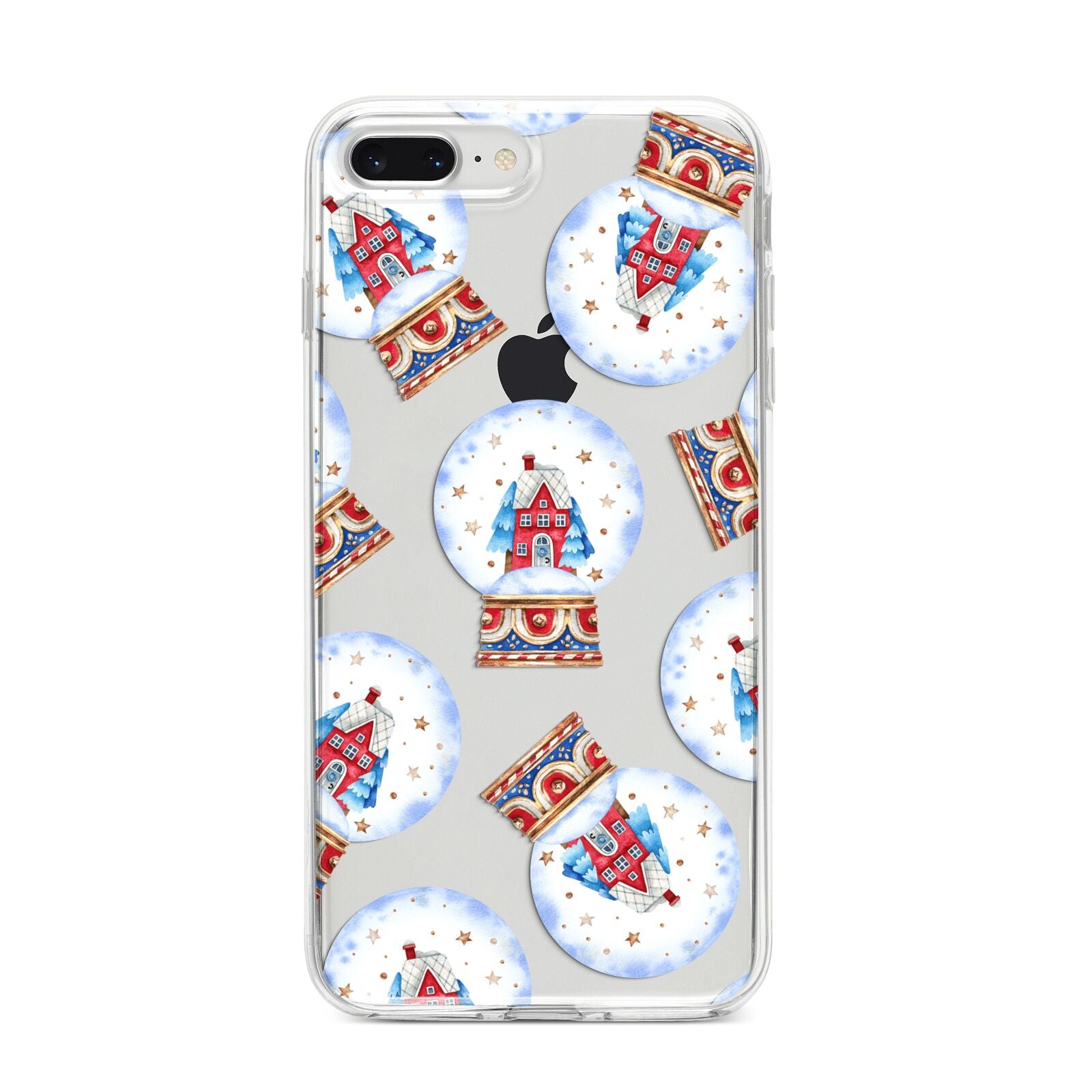 Christmas Snow Globe Pattern iPhone 8 Plus Bumper Case on Silver iPhone