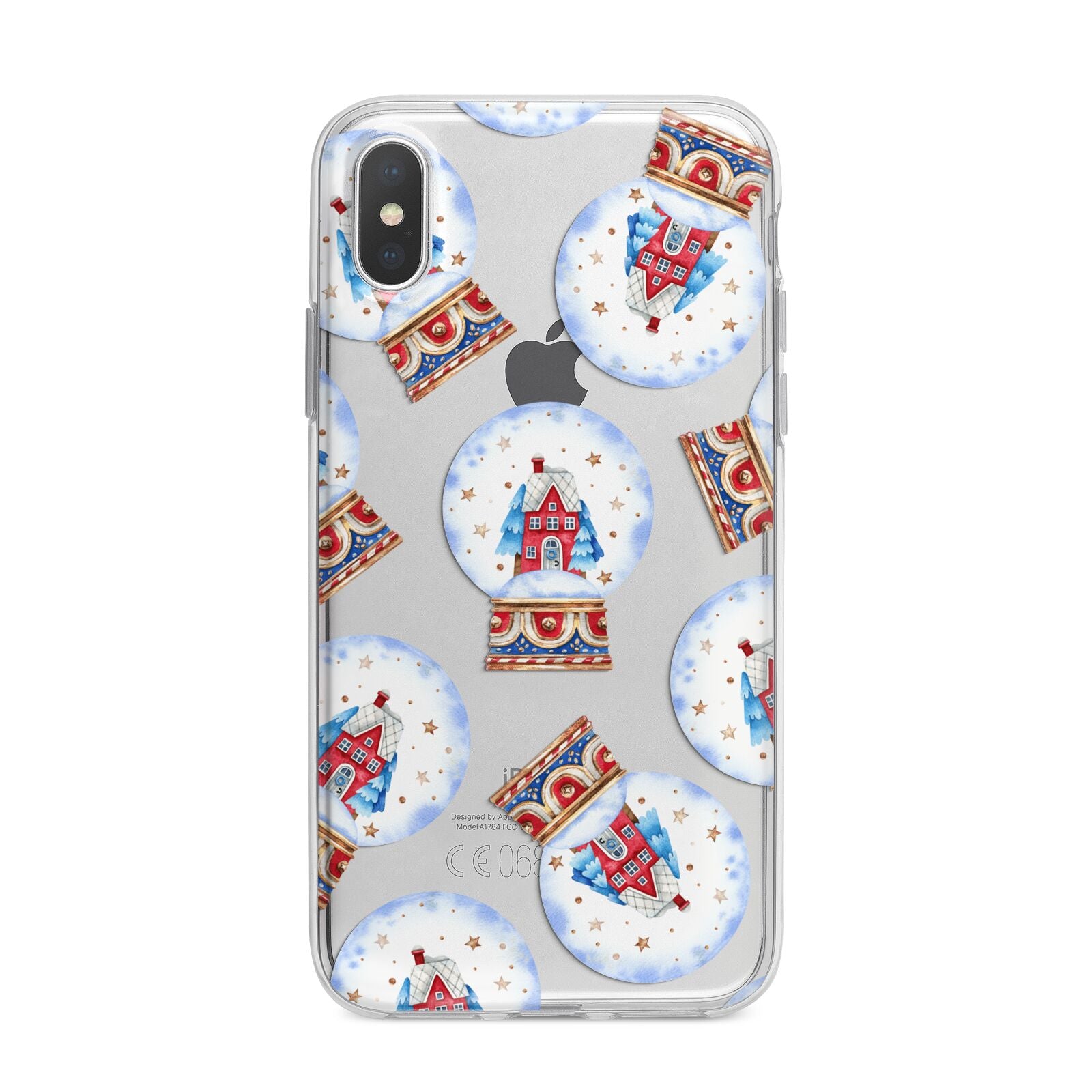 Christmas Snow Globe Pattern iPhone X Bumper Case on Silver iPhone Alternative Image 1