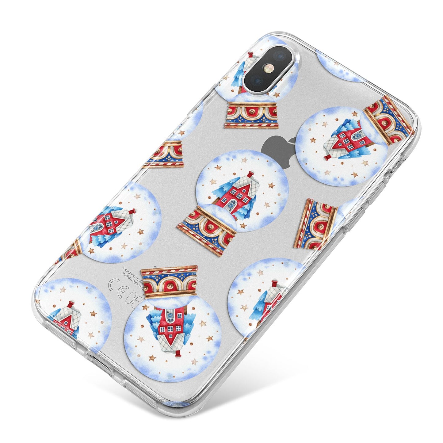 Christmas Snow Globe Pattern iPhone X Bumper Case on Silver iPhone