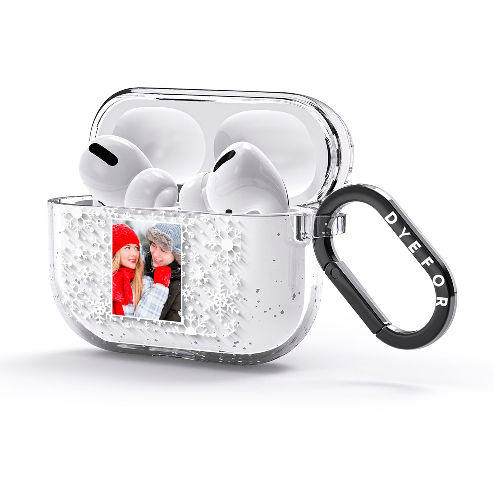 Christmas Snowflake Personalised Photo AirPods Glitter Case 3rd Gen Side Image