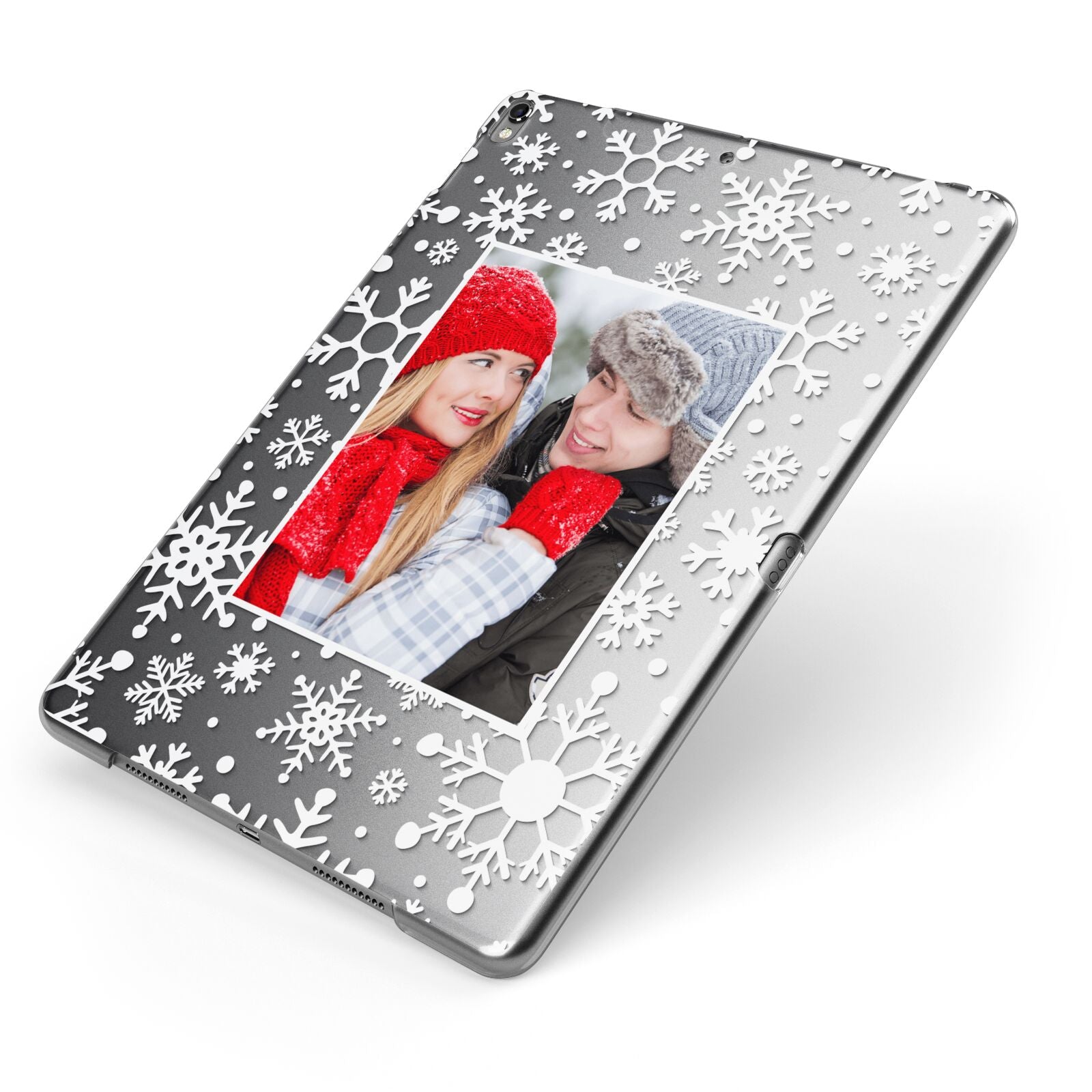 Christmas Snowflake Personalised Photo Apple iPad Case on Grey iPad Side View