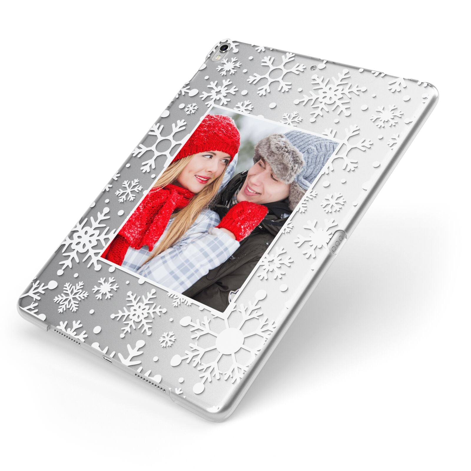 Christmas Snowflake Personalised Photo Apple iPad Case on Silver iPad Side View