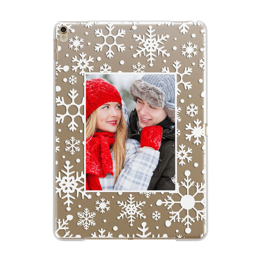 Christmas Snowflake Personalised Photo Apple iPad Gold Case