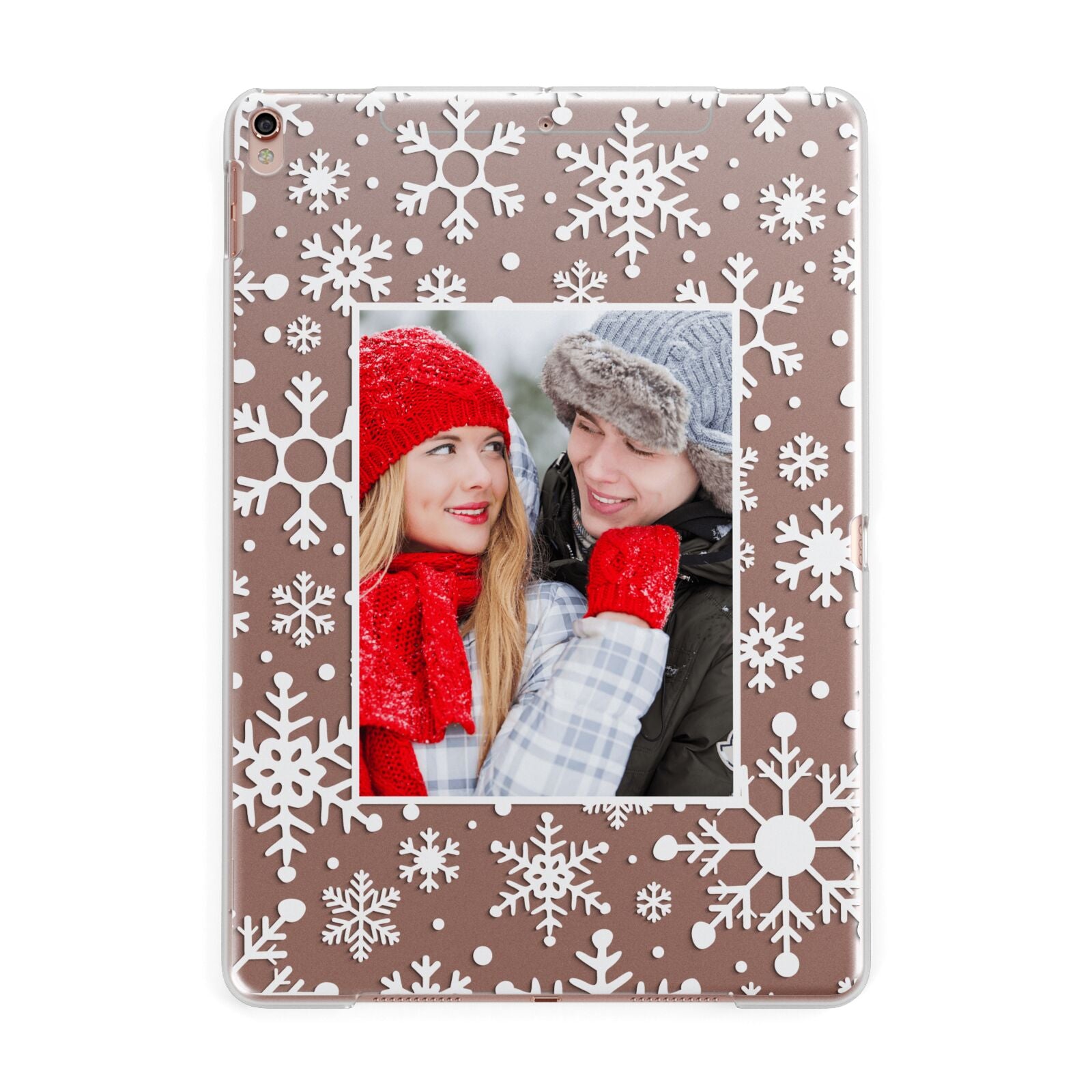 Christmas Snowflake Personalised Photo Apple iPad Rose Gold Case