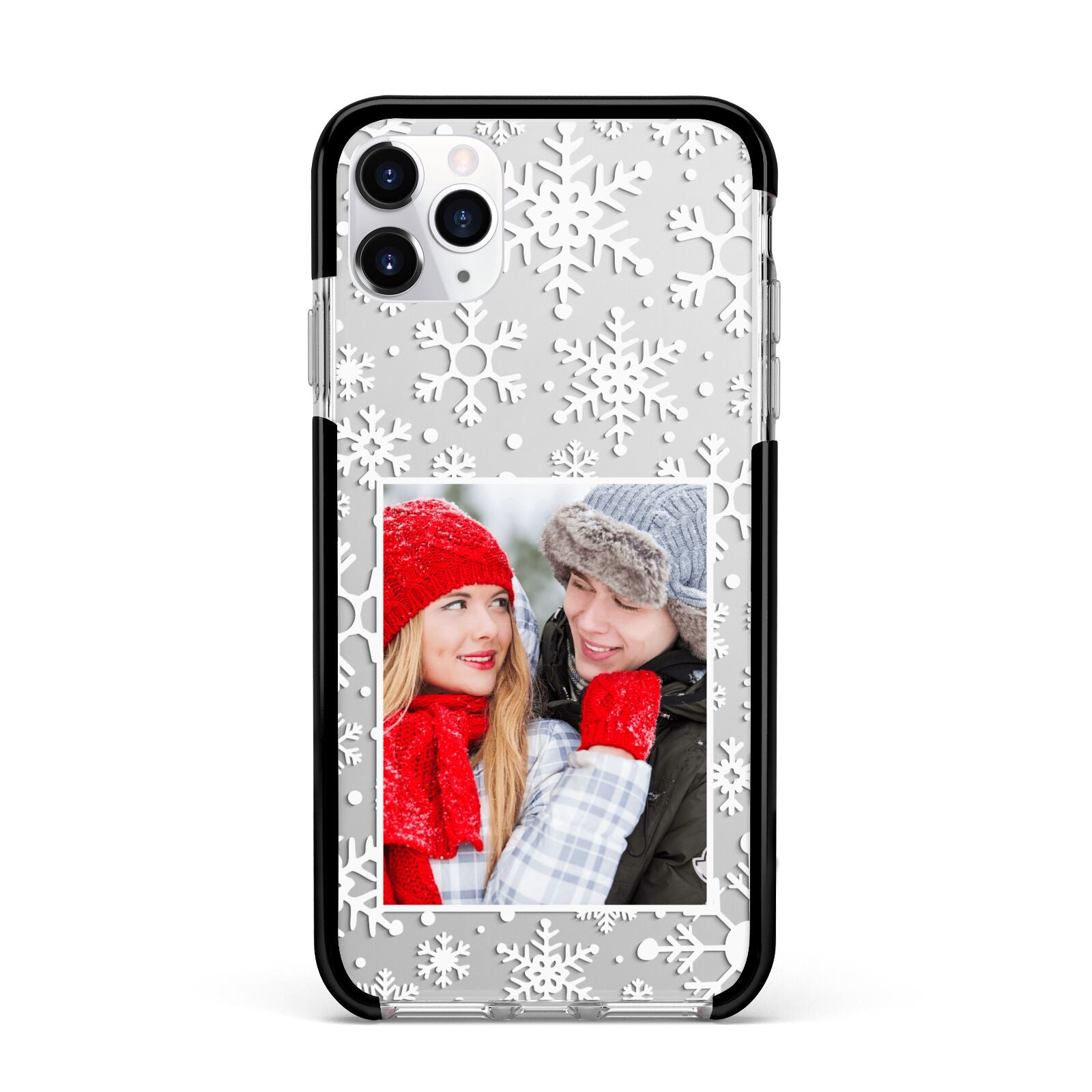 Christmas Snowflake Personalised Photo Apple iPhone 11 Pro Max in Silver with Black Impact Case