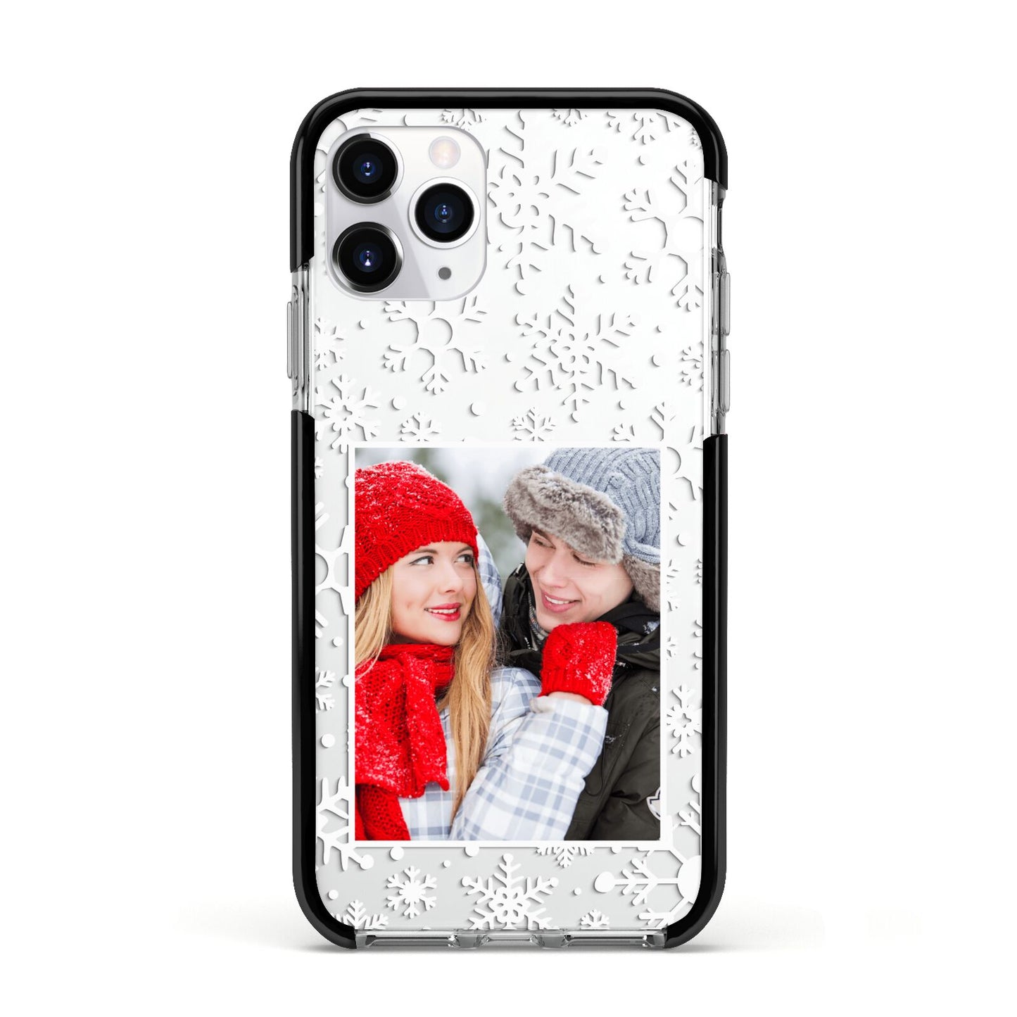 Christmas Snowflake Personalised Photo Apple iPhone 11 Pro in Silver with Black Impact Case