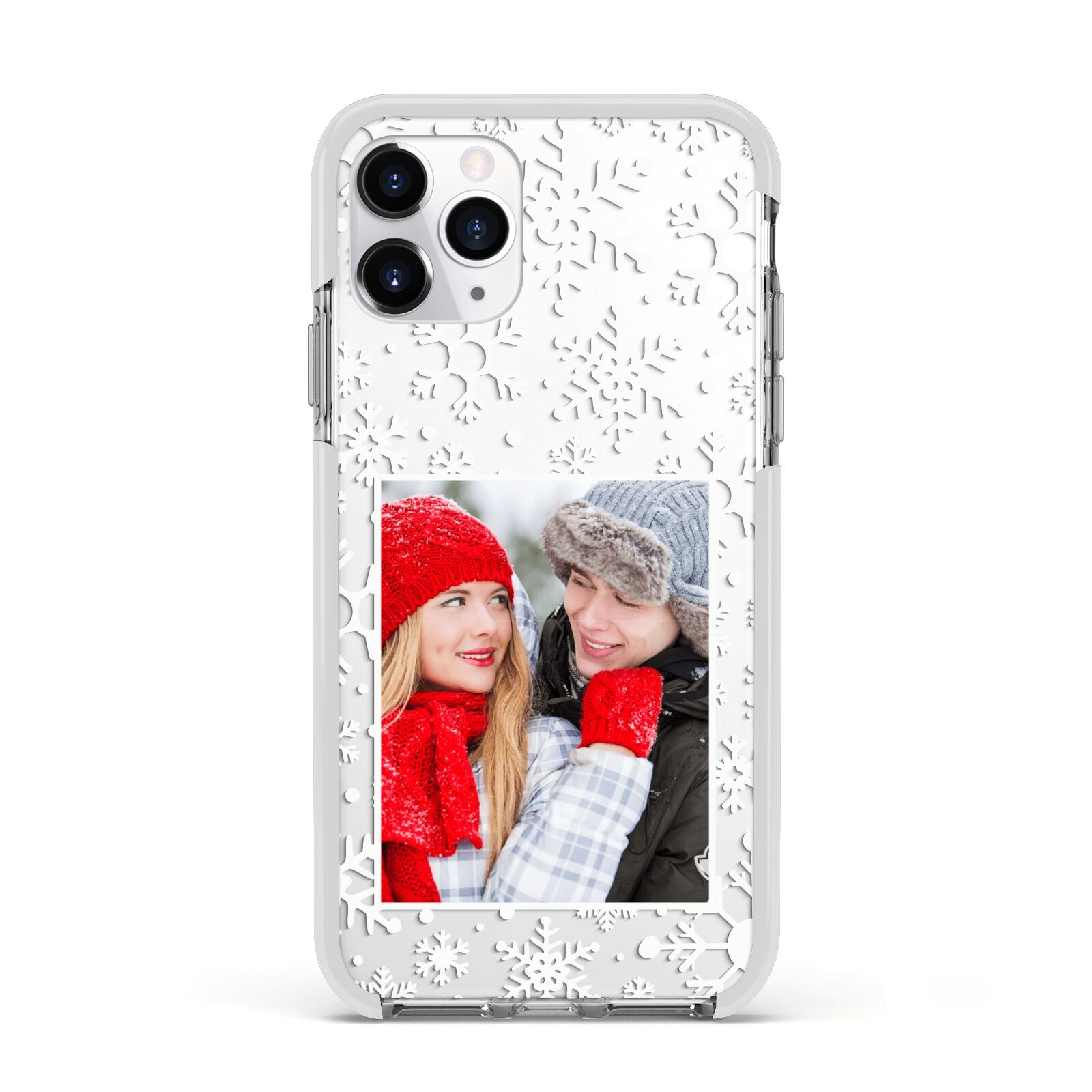 Christmas Snowflake Personalised Photo Apple iPhone 11 Pro in Silver with White Impact Case